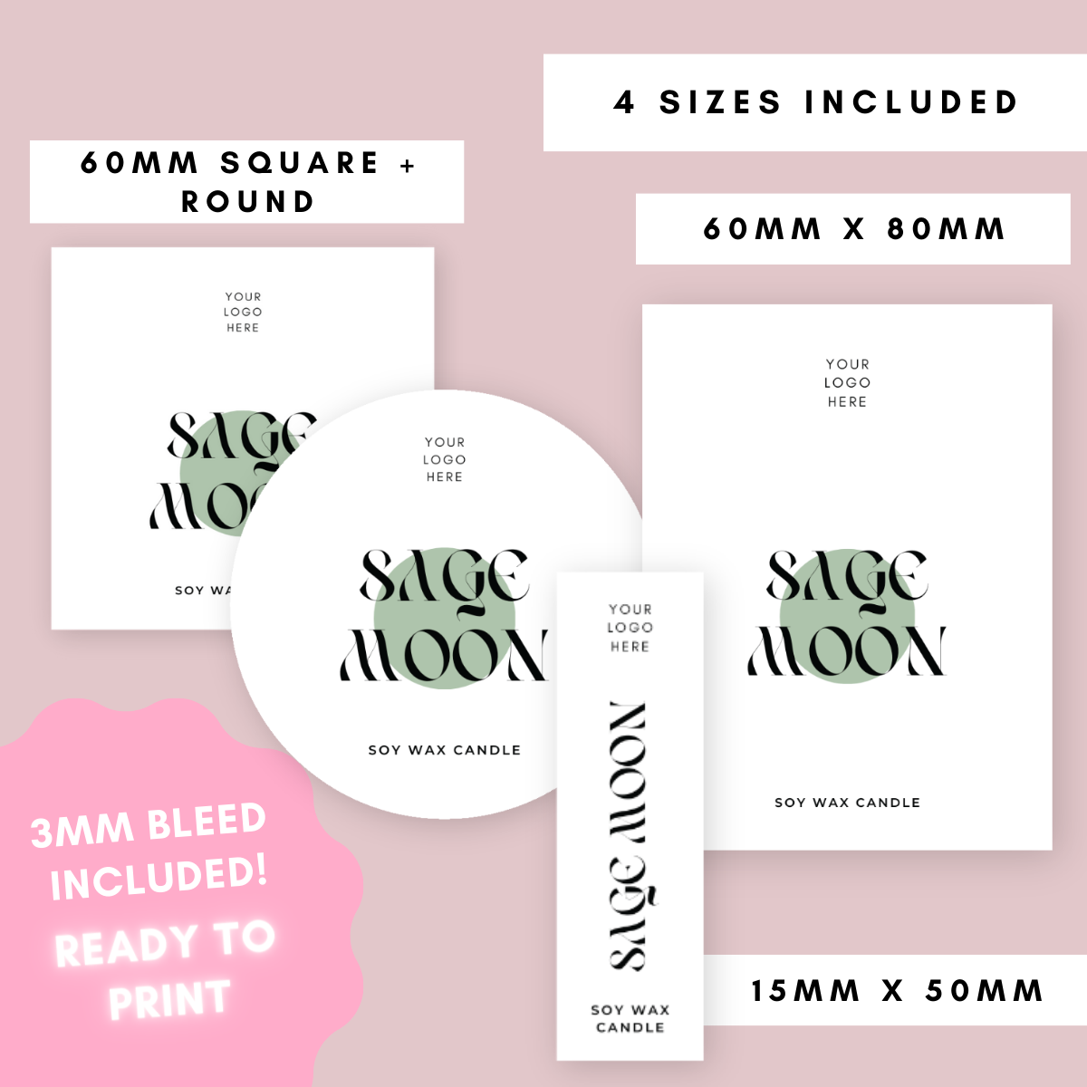 Sage Moon Canva Label Kit
