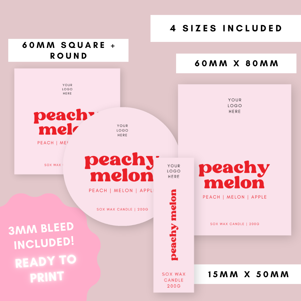 Peachy Melon Canva Label Kit