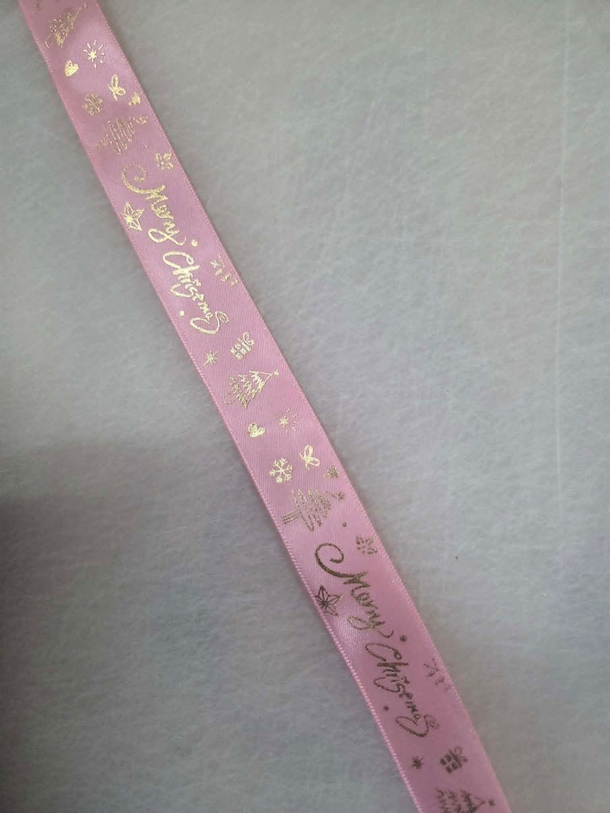 Christmas Ribbon 25mm Gold on Pink Premade Ribbon (WHILE STOCKS LAST)