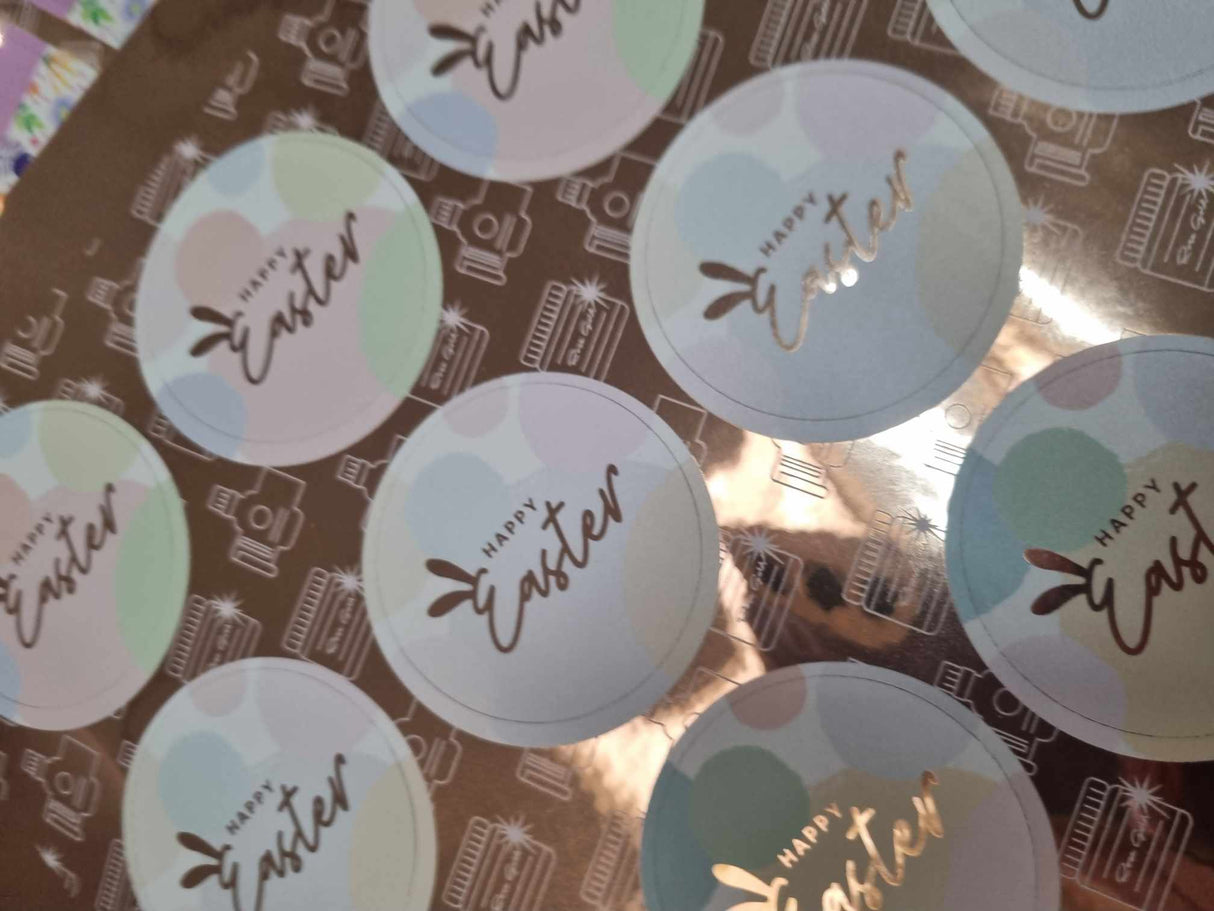 Happy Easter Spots Vinyl Label Pack (Round) Matte/Goss/Foil