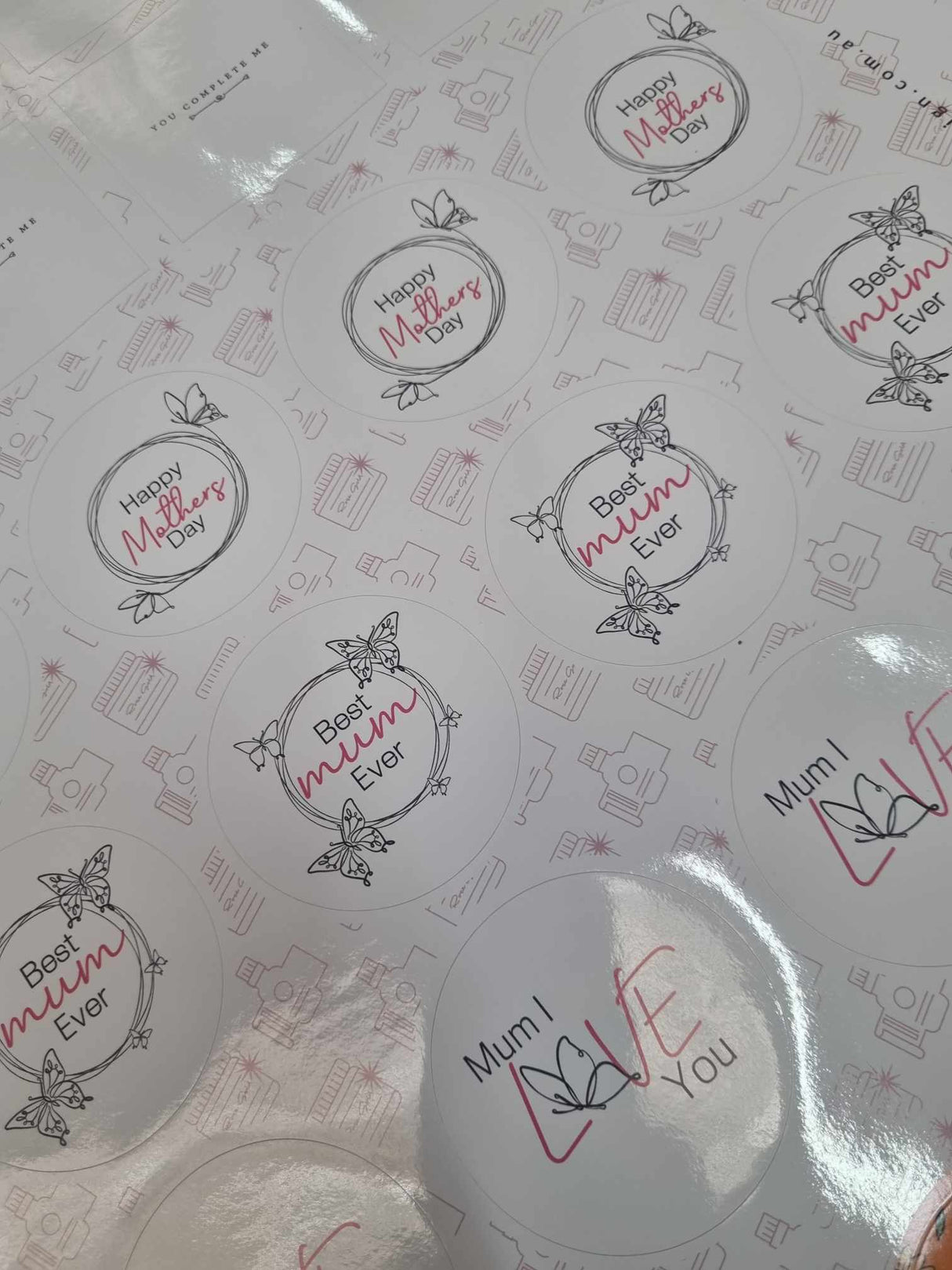 Mum I love you Round Vinyl Label Pack
