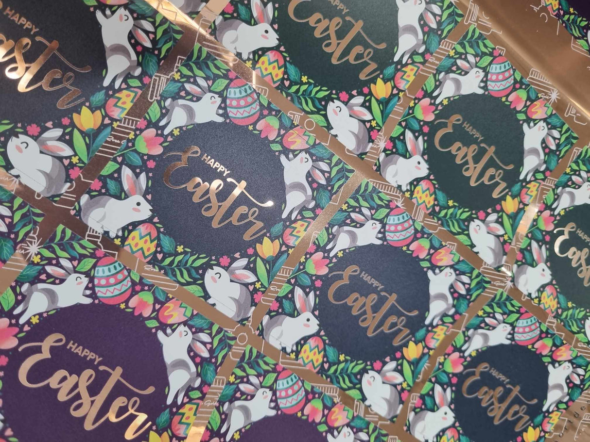Happy Easter Bunny Hop Vinyl Label Pack (Square) Matte/Gloss/Foil