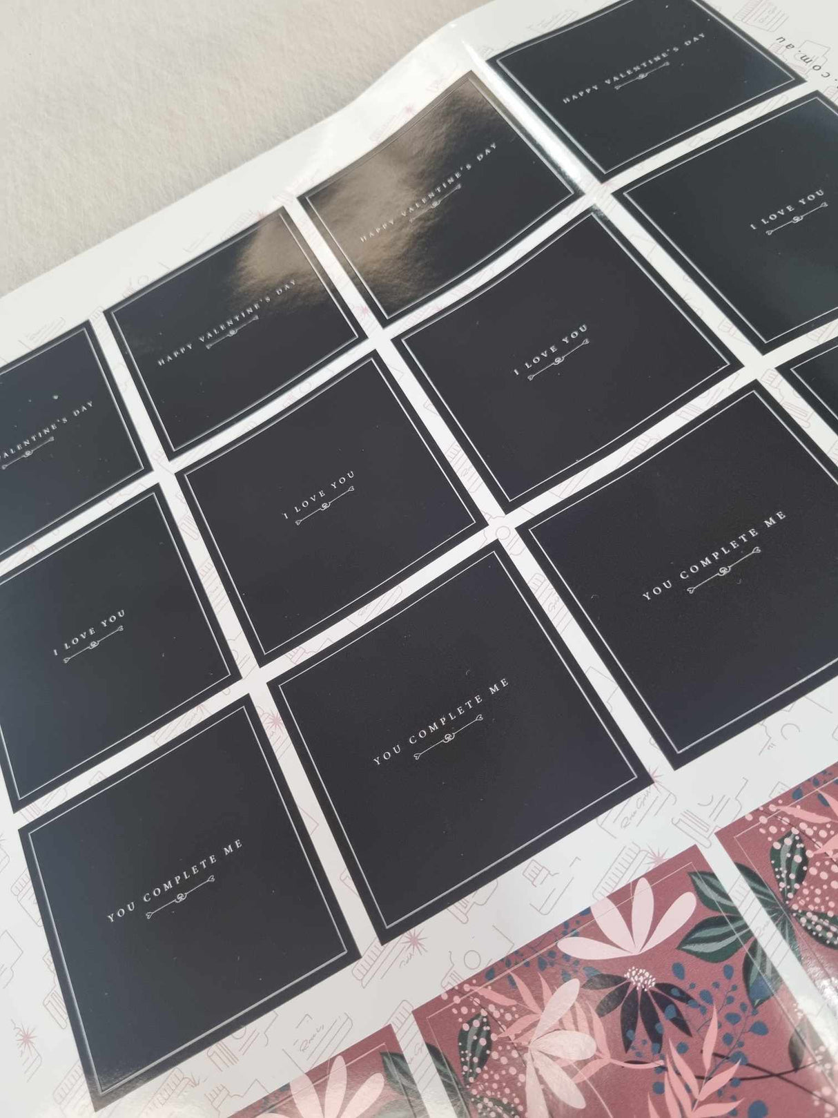 The Simplicity Valentines Black Square Range Vinyl Label Pack