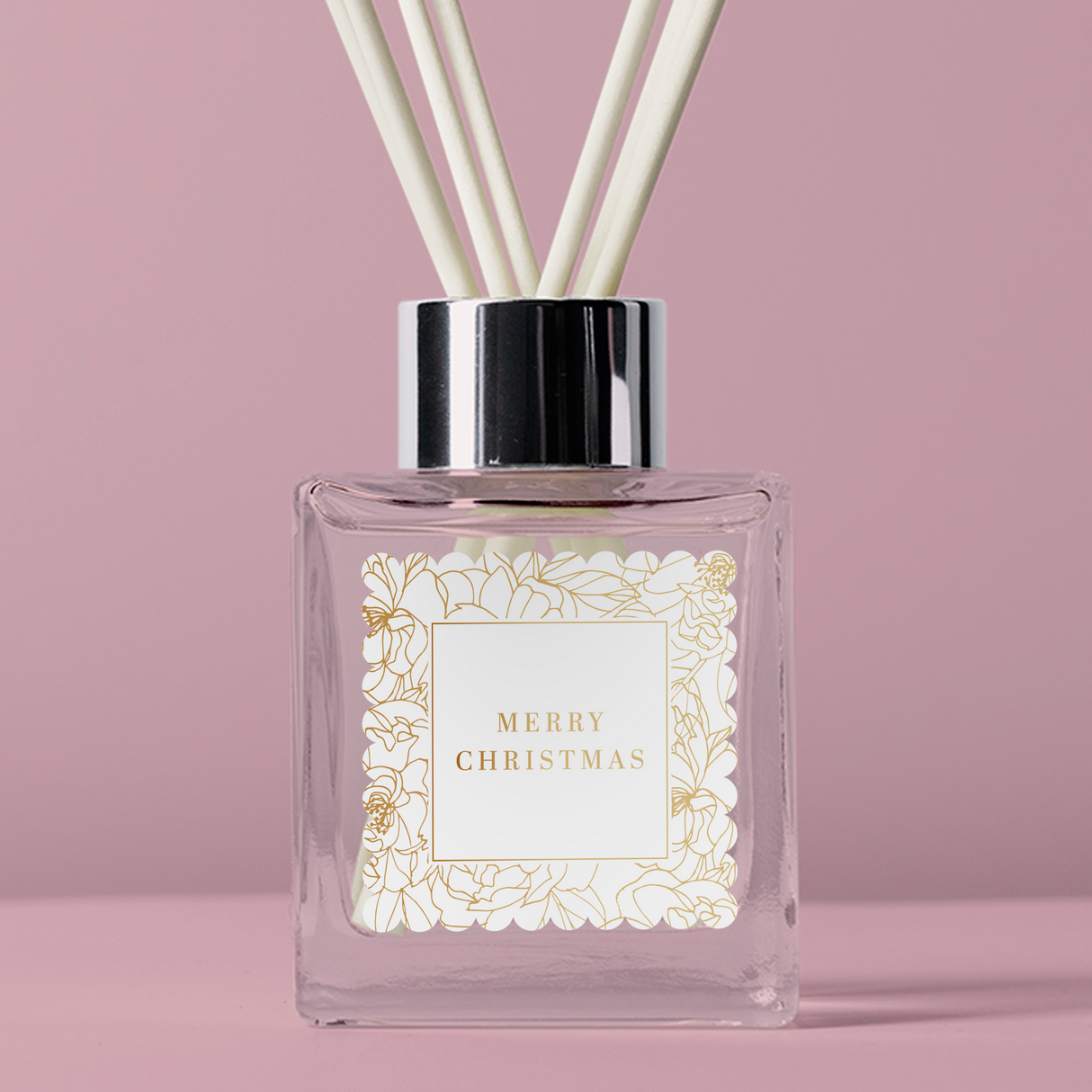 FOIL Golden Florals Christmas Collection - Scallop Square - Design One Vinyl Label Pack