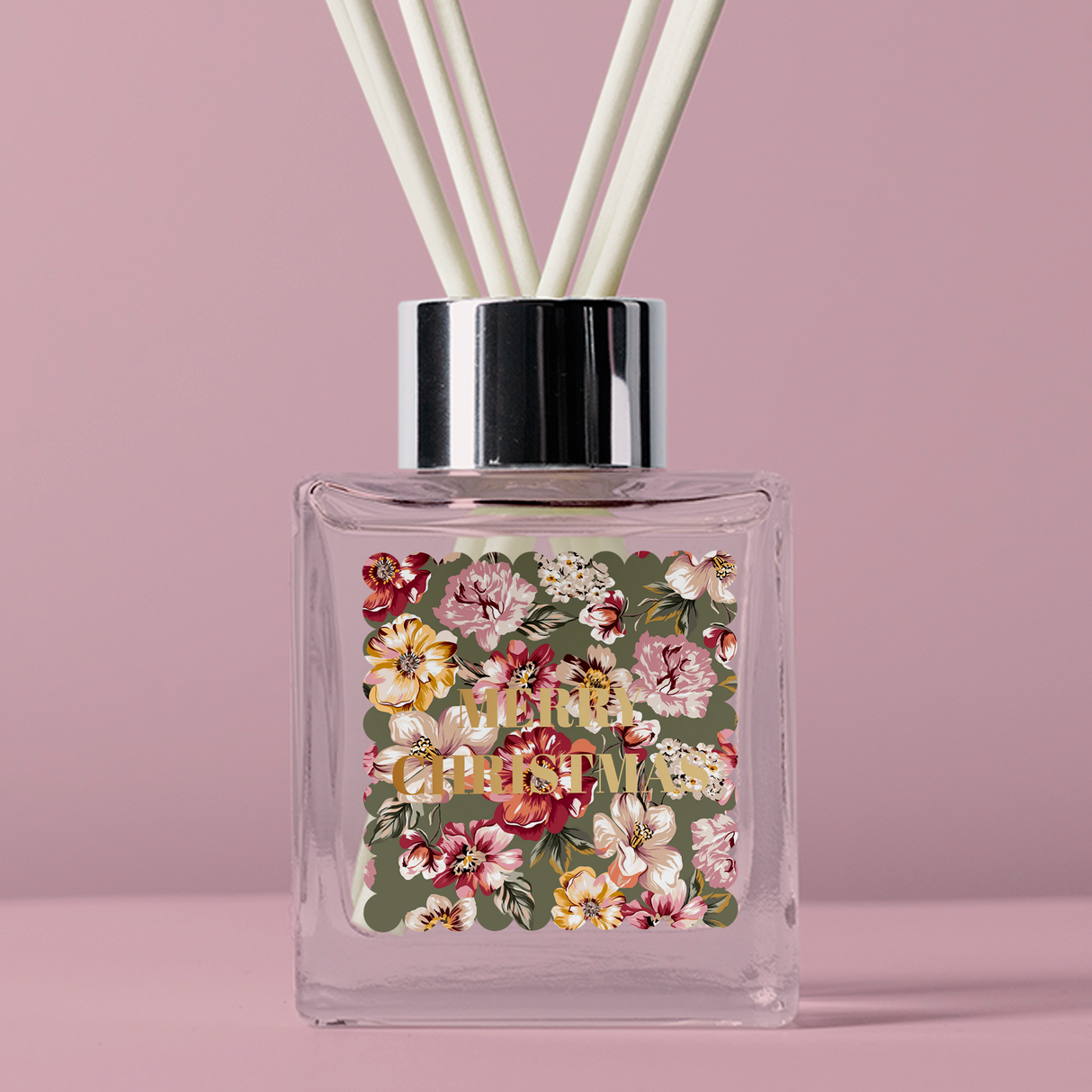 FOIL Golden Florals Christmas Collection - Scallop Square - Design Eight Vinyl Label Pack