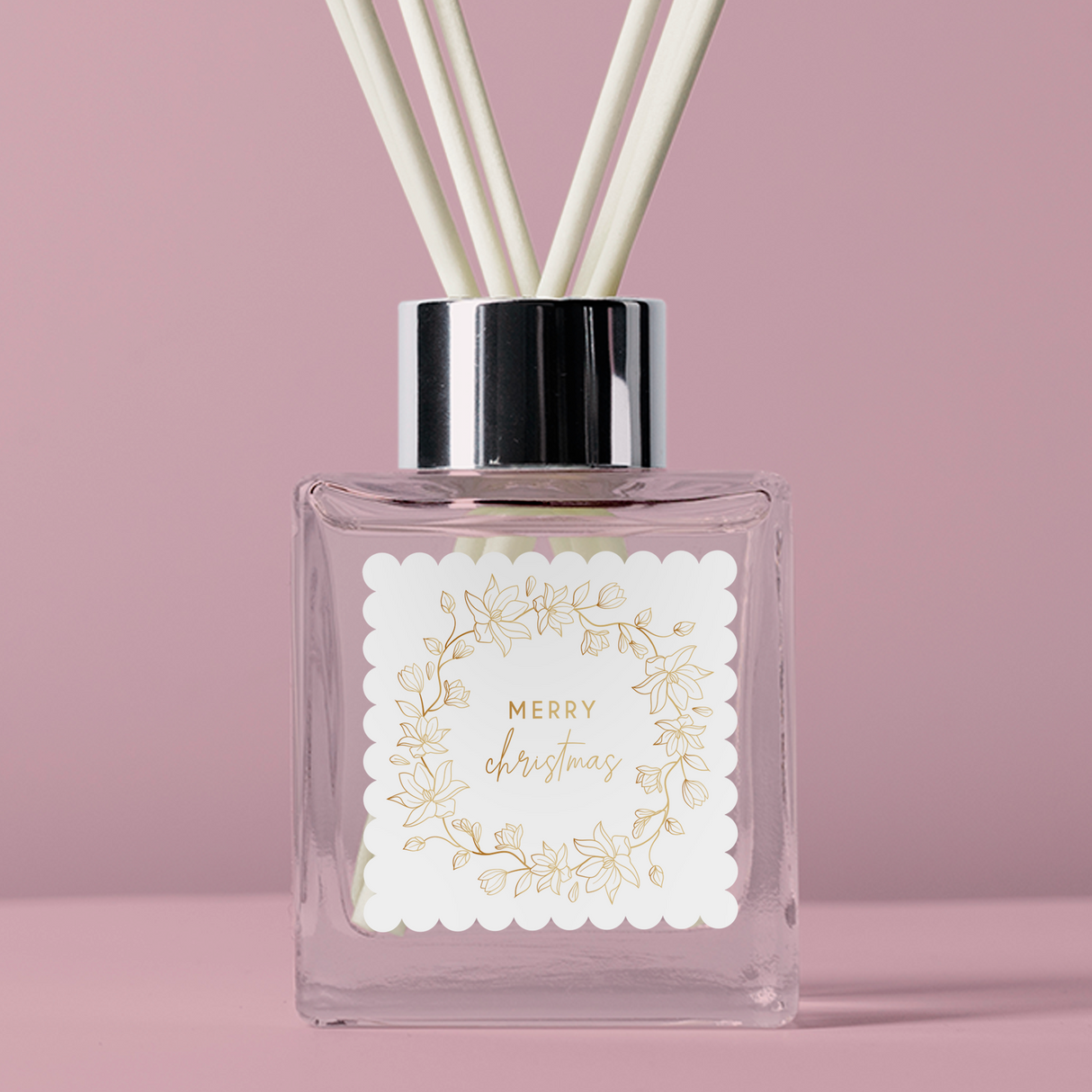 FOIL Golden Florals Christmas Collection - Scallop Square - Design Ten Vinyl Label Pack