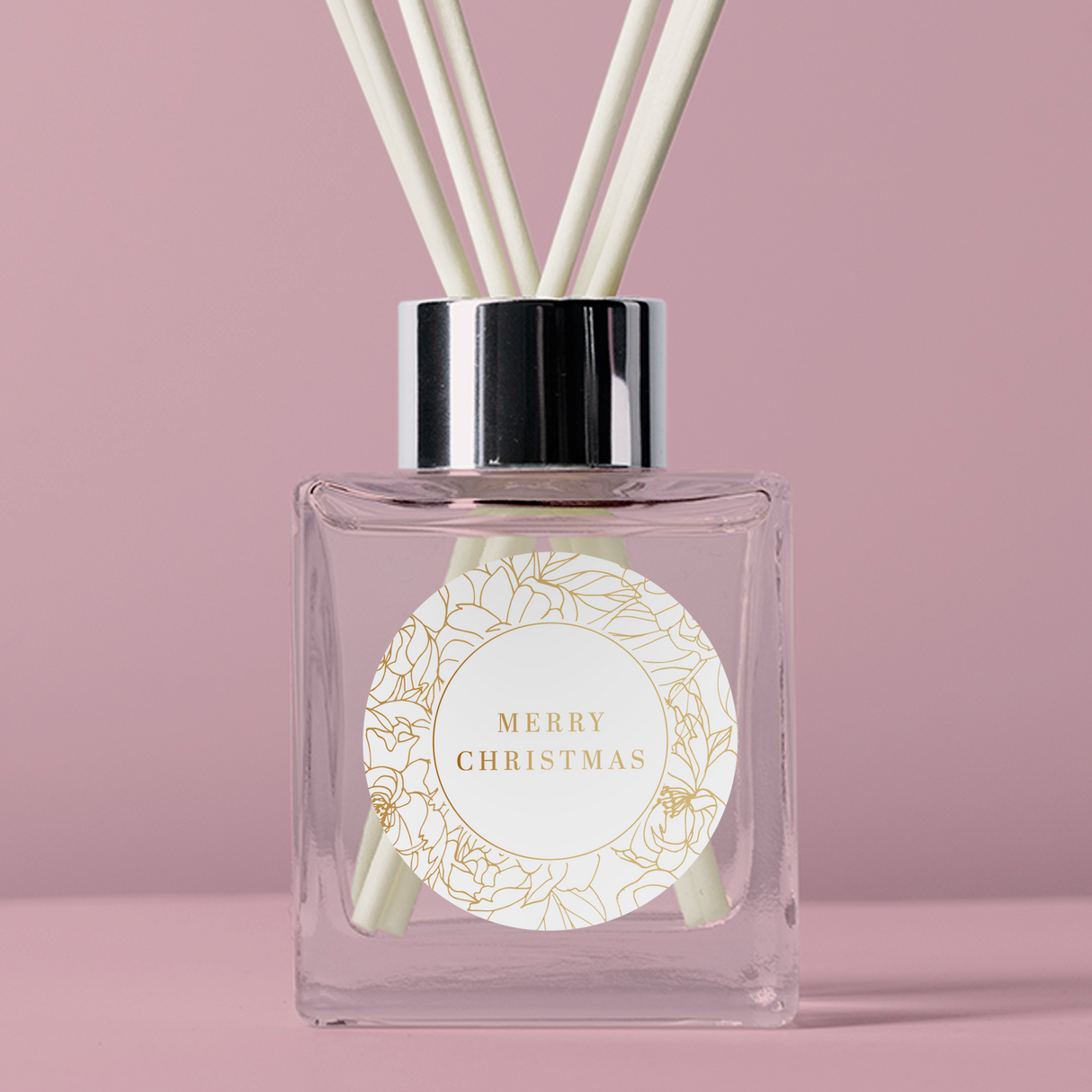 FOIL Golden Florals Christmas Collection - Round - Design One Vinyl Label Pack