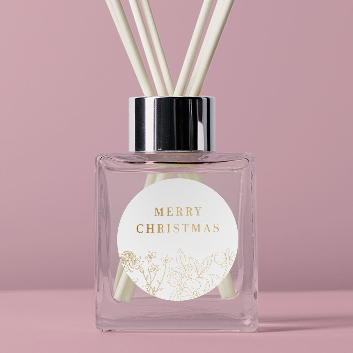 FOIL Golden Florals Christmas Collection - Round - Design Two Vinyl Label Pack