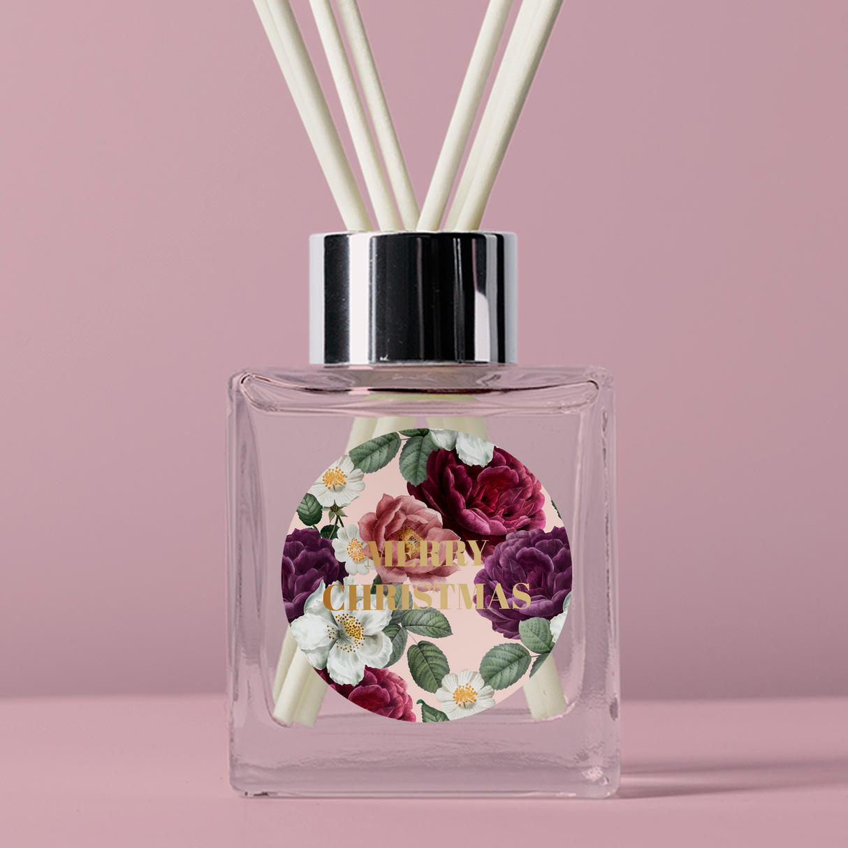 FOIL Golden Florals Christmas Collection - Round - Design Three Vinyl Label Pack