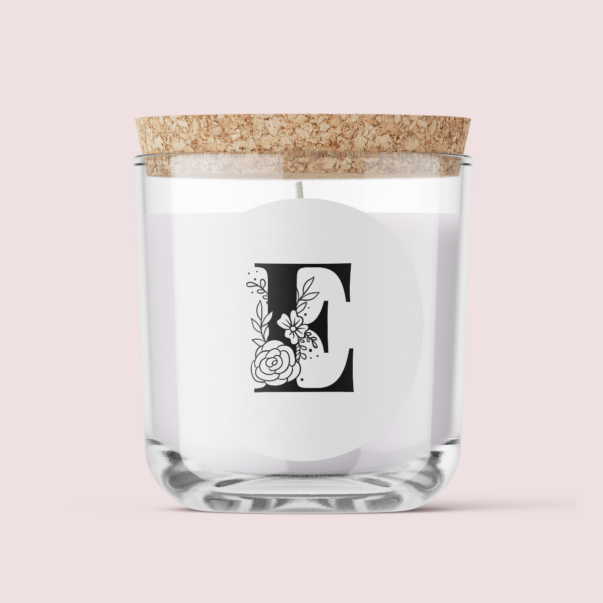 Floral Initials - Letter E - ROUND