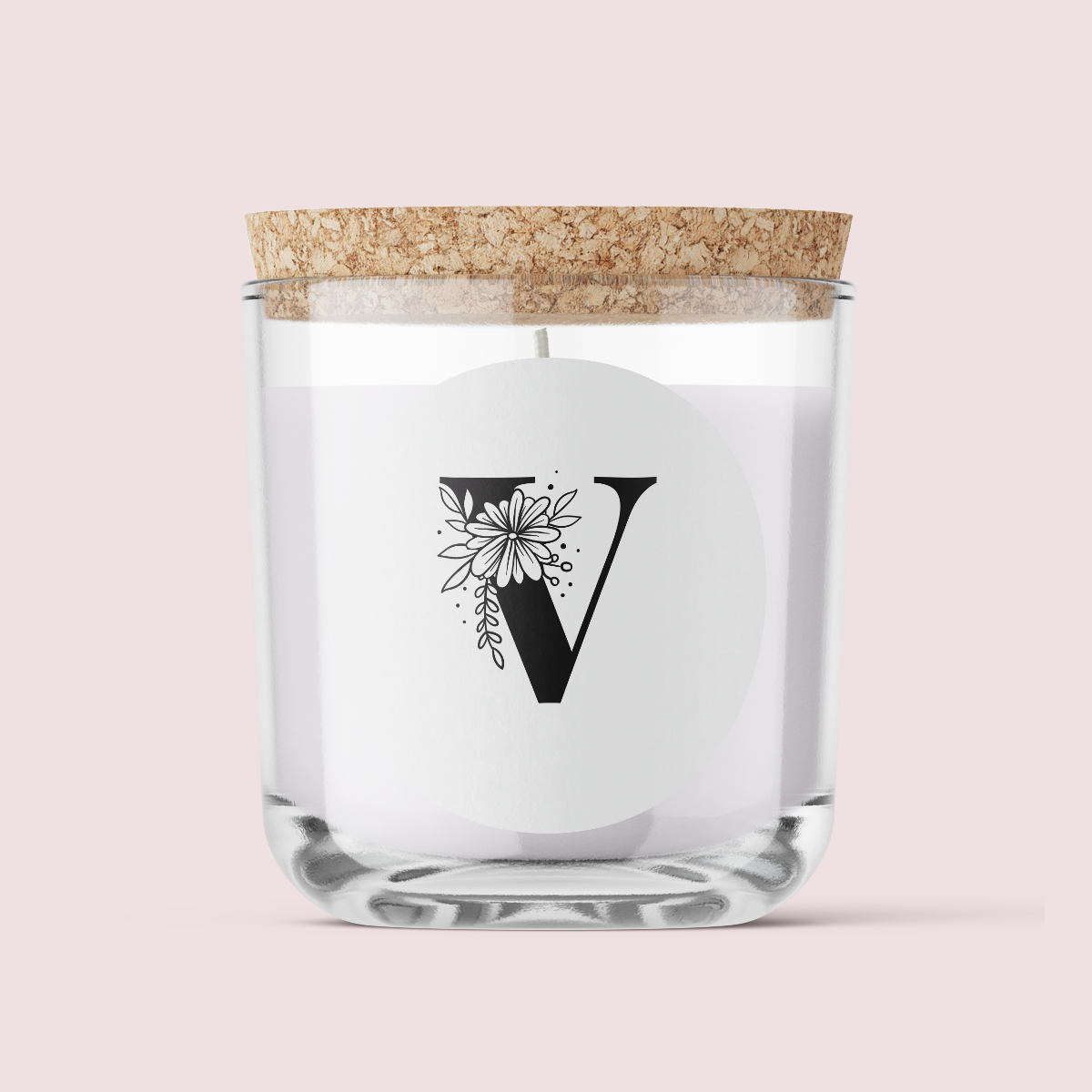 Floral Initials - Letter V - ROUND