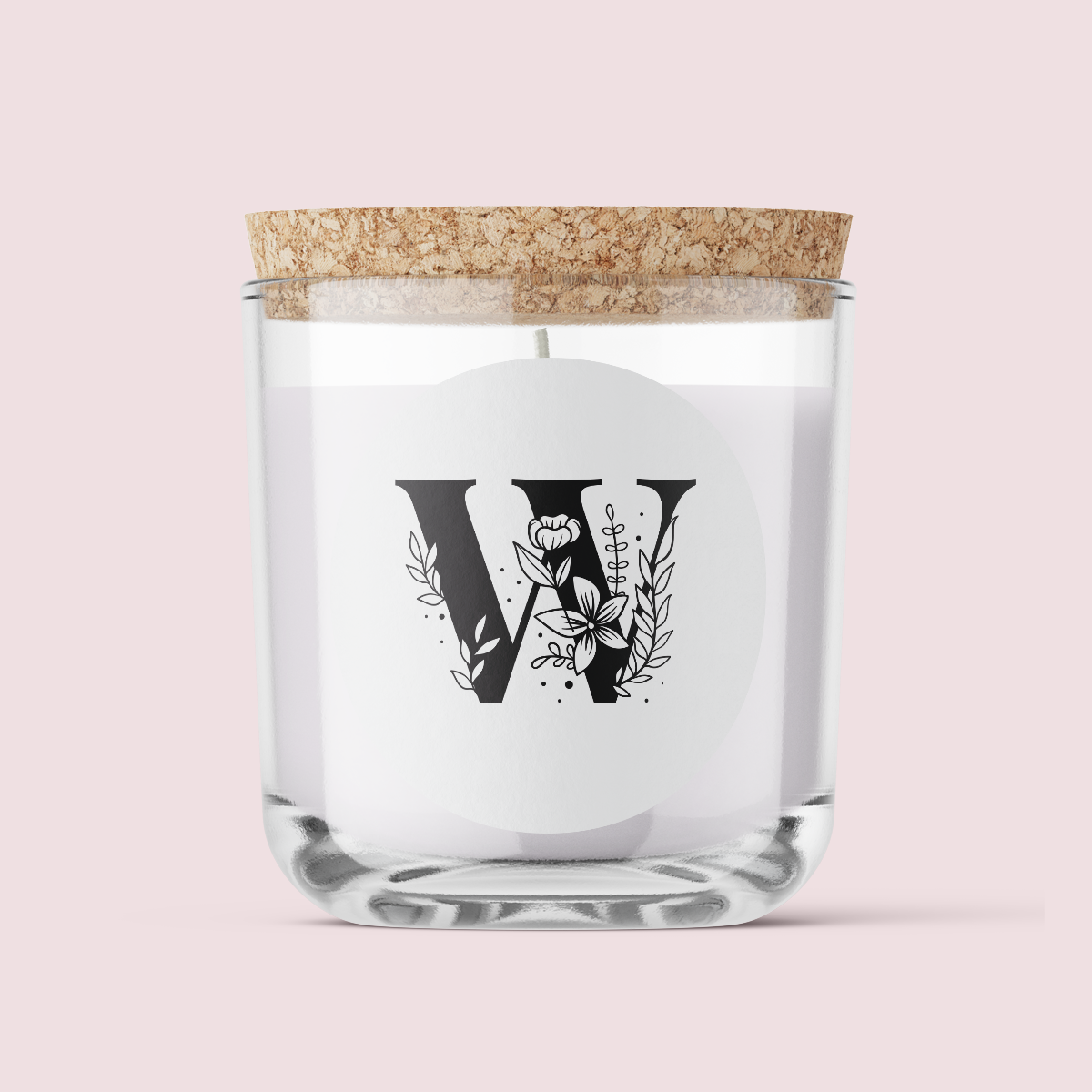 Floral Initials - Letter W - ROUND