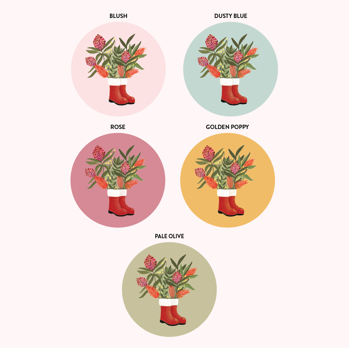 Jess Walker Christmas Floral Boots Label Pack - ROUND