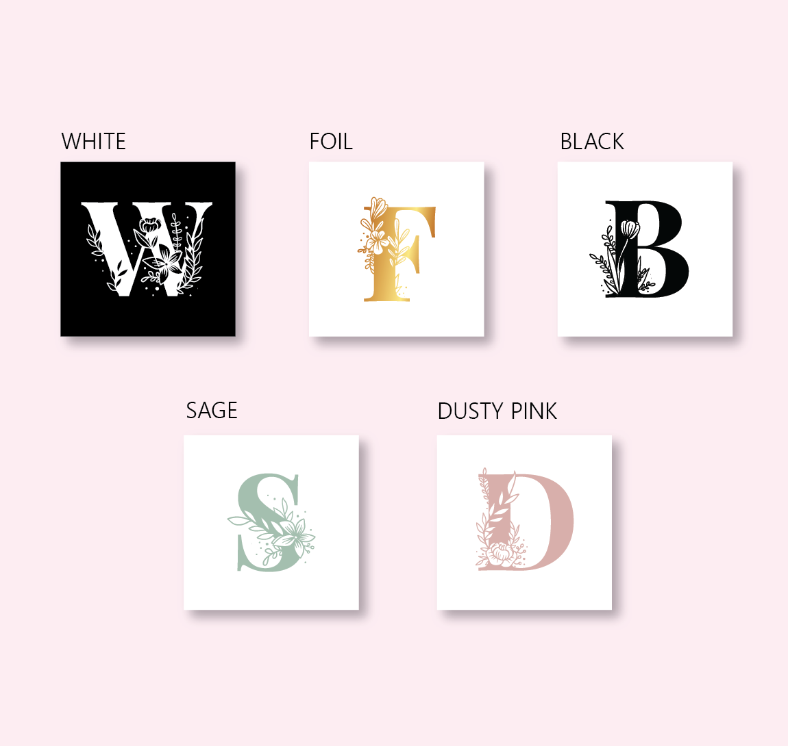 Floral Initials - Letter N - SQUARE