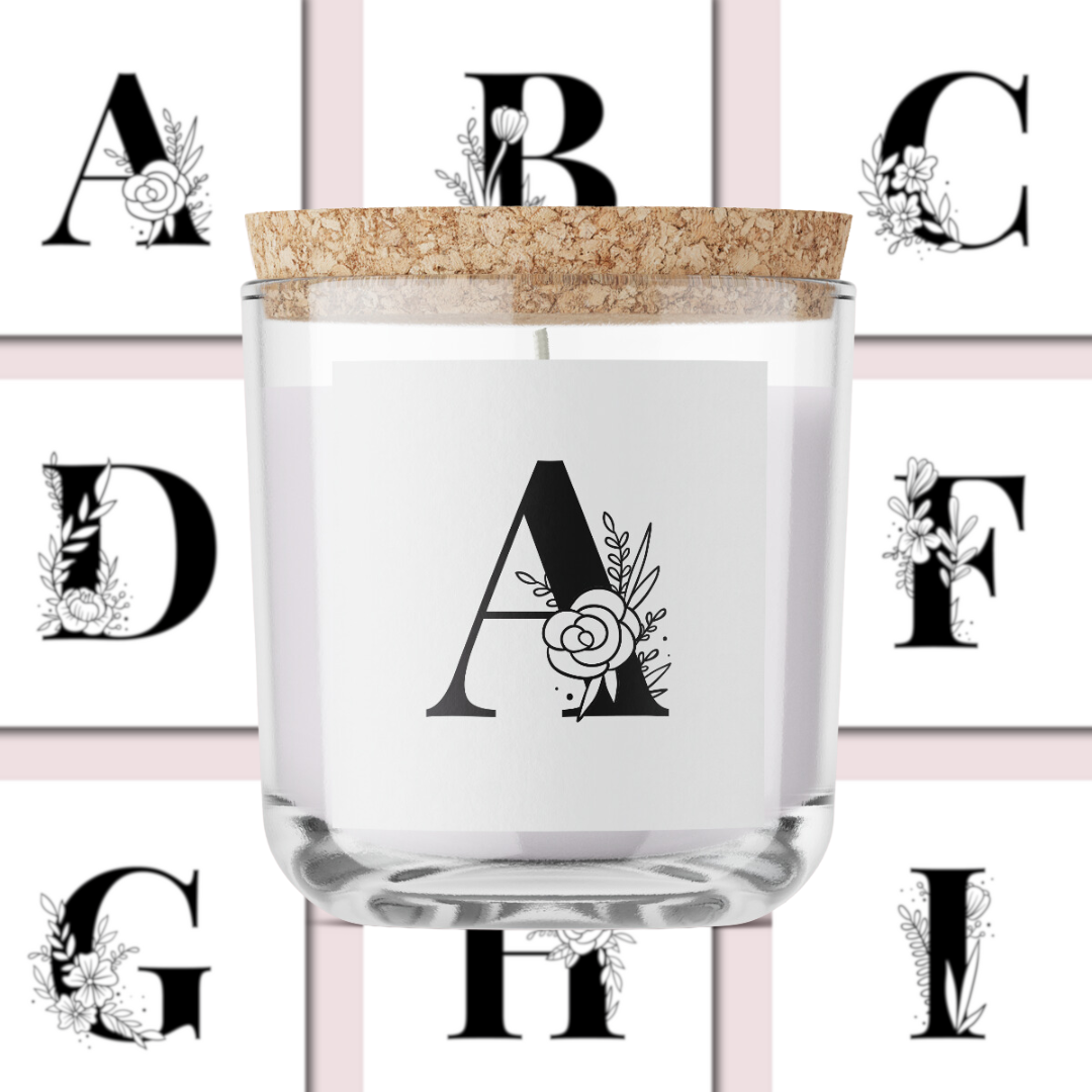 Floral Initials - Full Alphabet (26 labels) - SQUARE