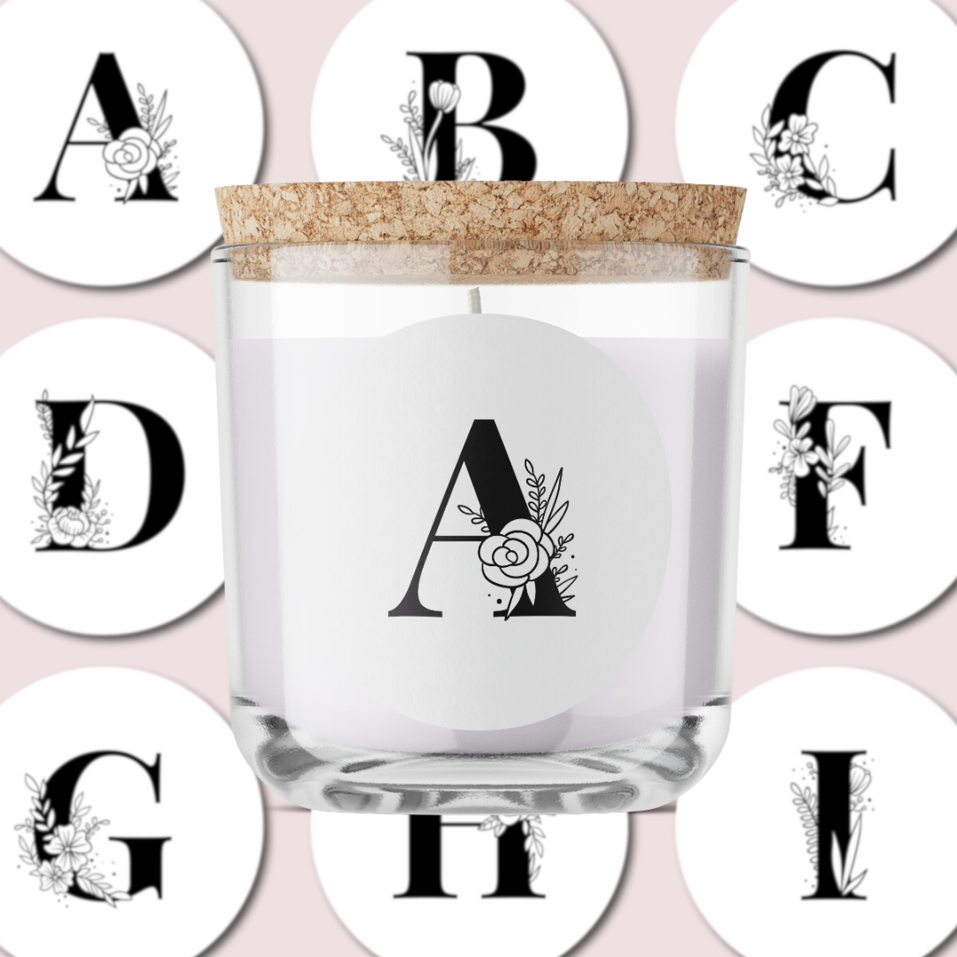 Floral Initials - Full Alphabet (26 labels) - ROUND