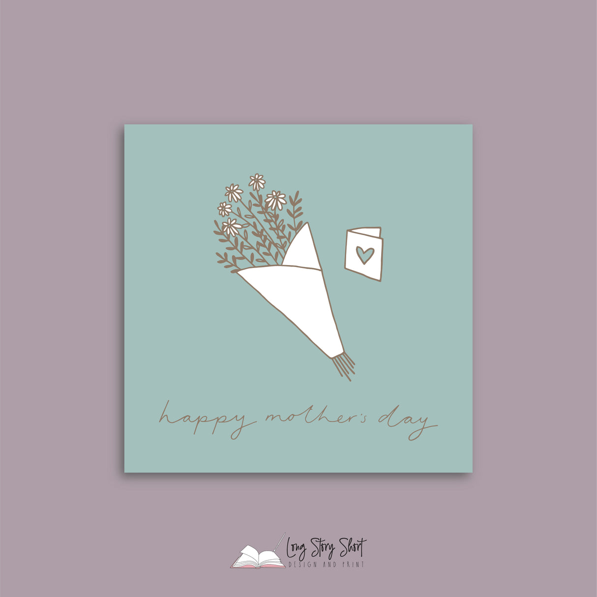 Dusty Teal Bouquet Mothers Day Vinyl Label Pack
