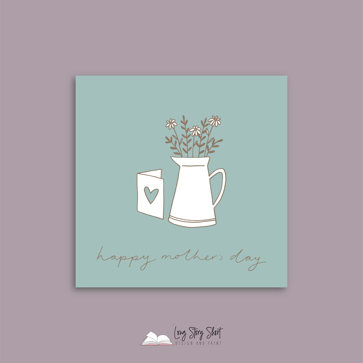 Dusty Teal Vase Mothers Day Vinyl Label Pack