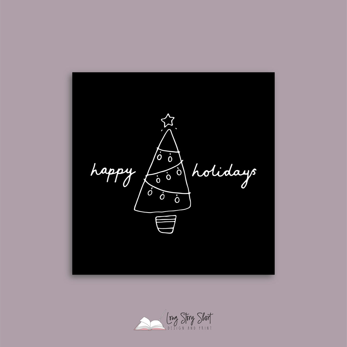 Black Stars and Lights Christmas Vinyl Label Pack Square Matte/Gloss