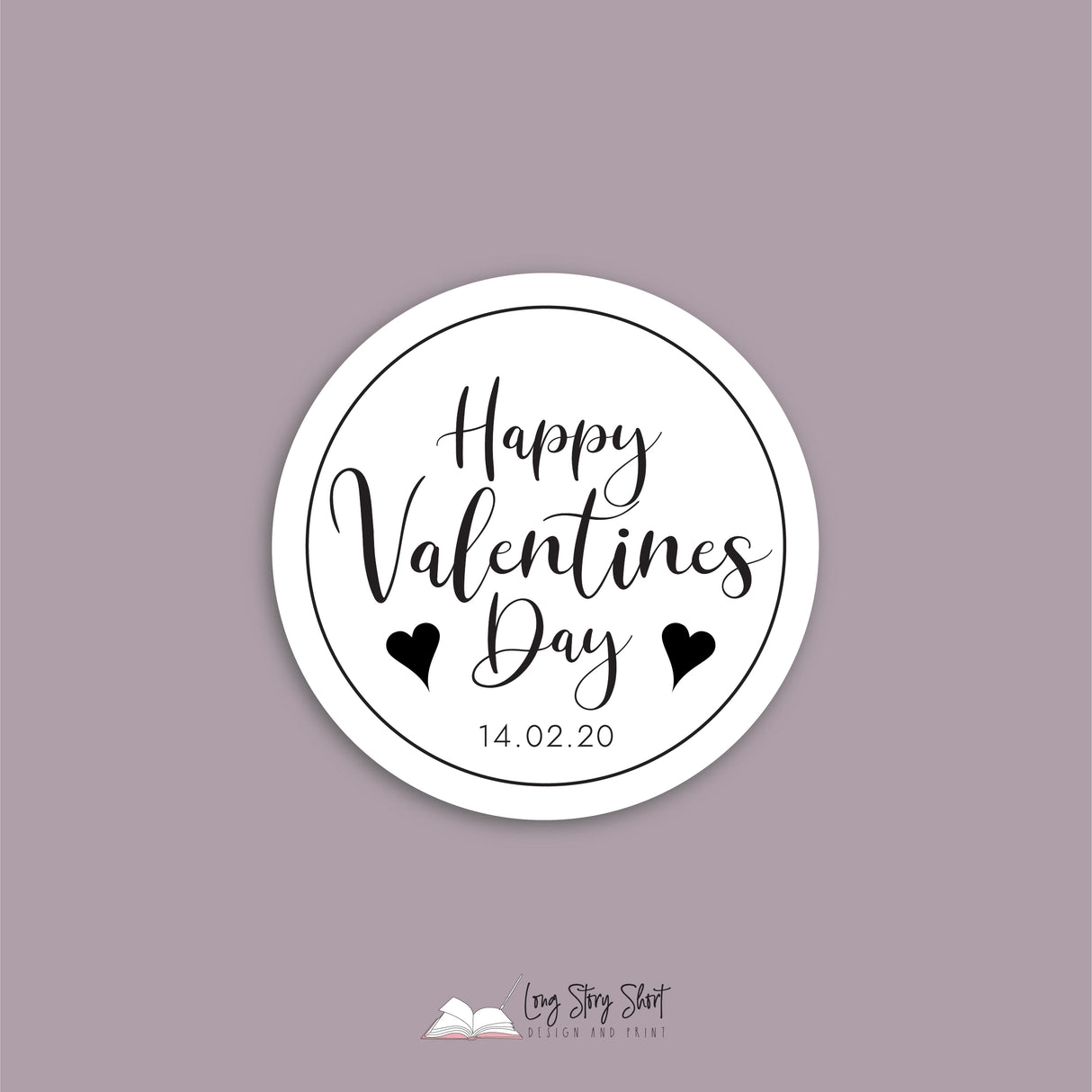 Happy Valentines Day Round Vinyl Label Pack