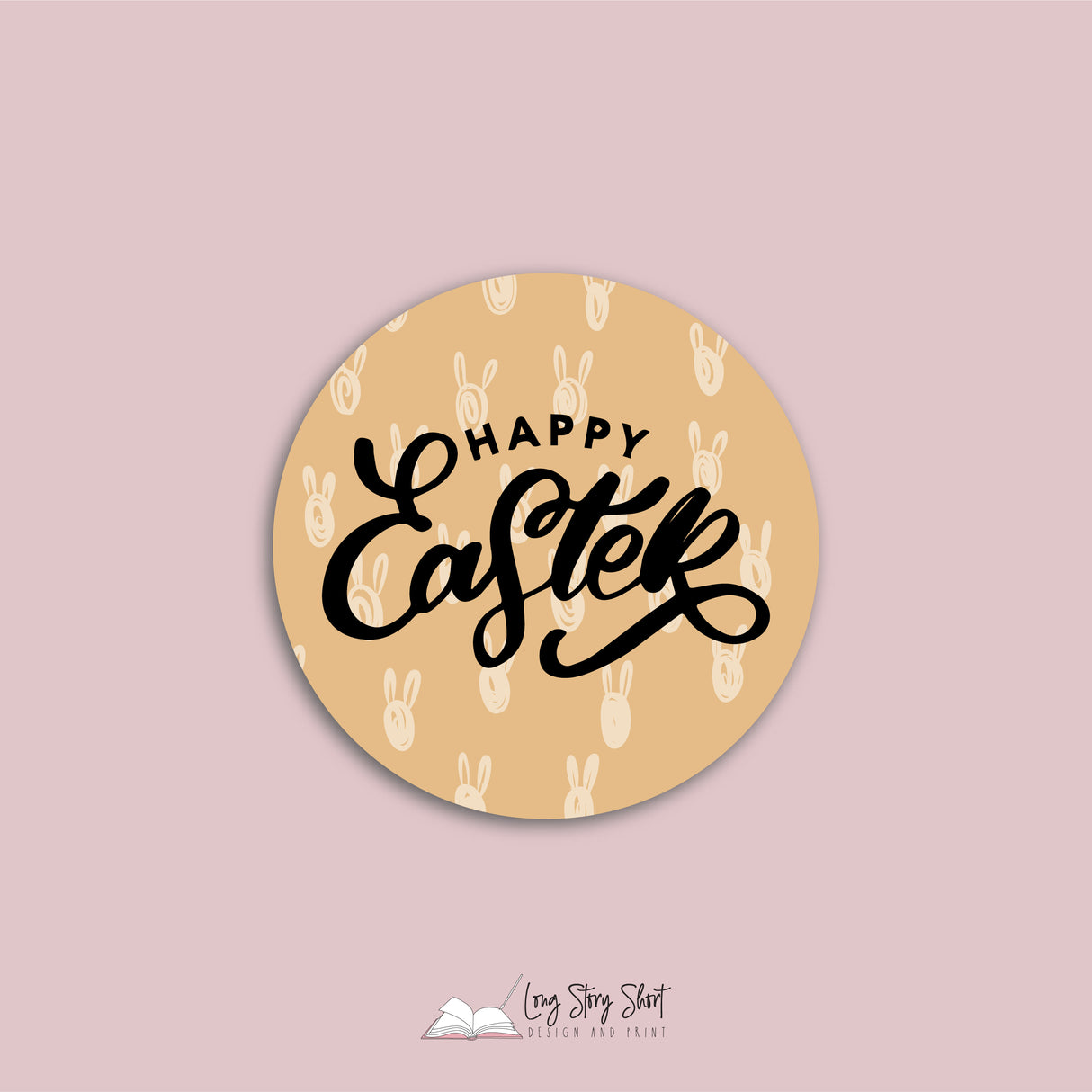 Happy Easter Bunny Pattern Vinyl Label Pack (Round) Matte/Gloss/Foil