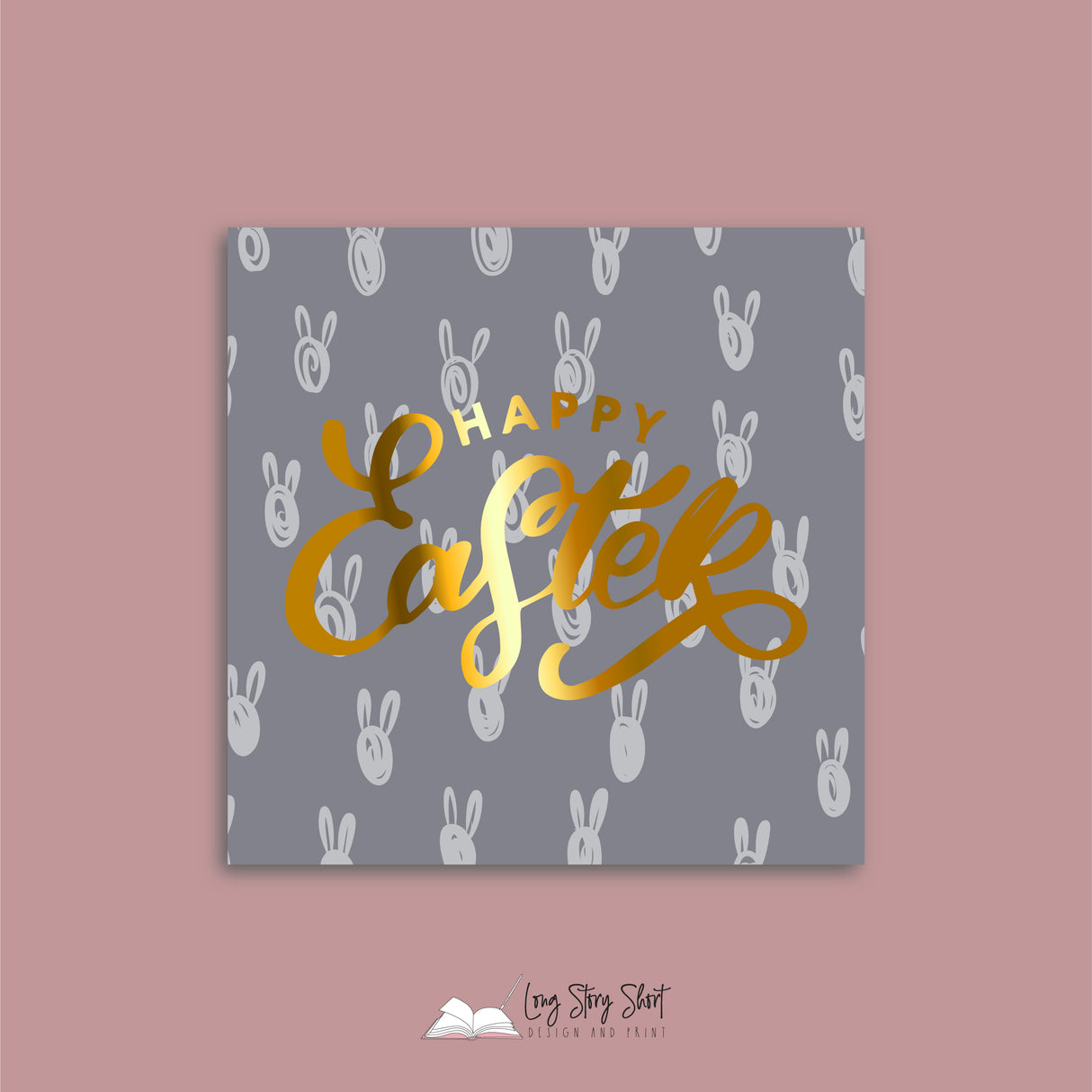 Happy Easter Bunny Pattern Vinyl Label Pack (Square) Matte/Gloss/Foil