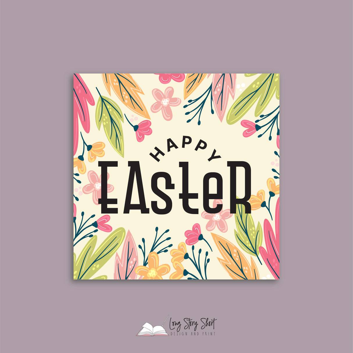 Happy Easter Flower Vinyl Label Pack Square Matte/Gloss/Foil