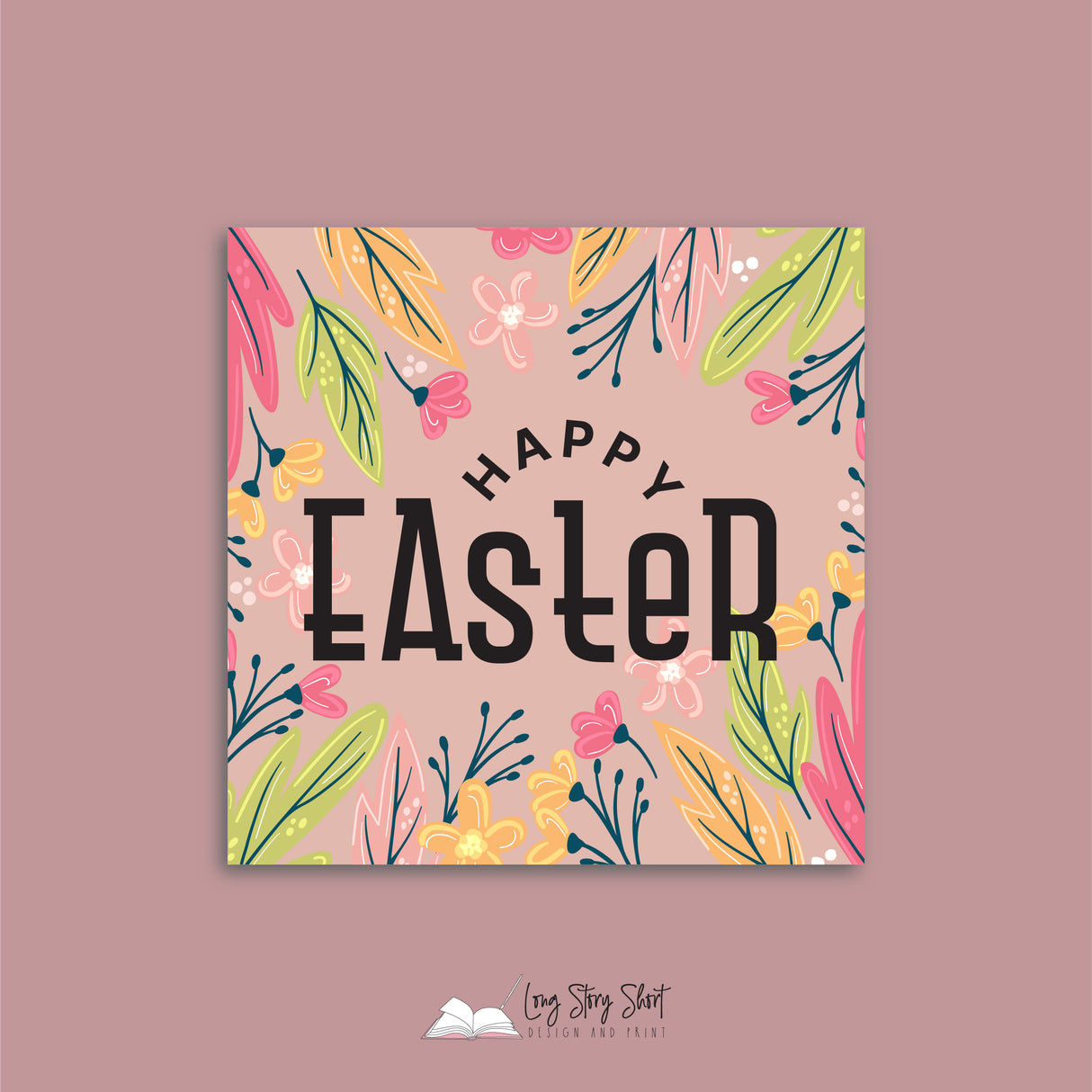 Happy Easter Flower Vinyl Label Pack Square Matte/Gloss/Foil