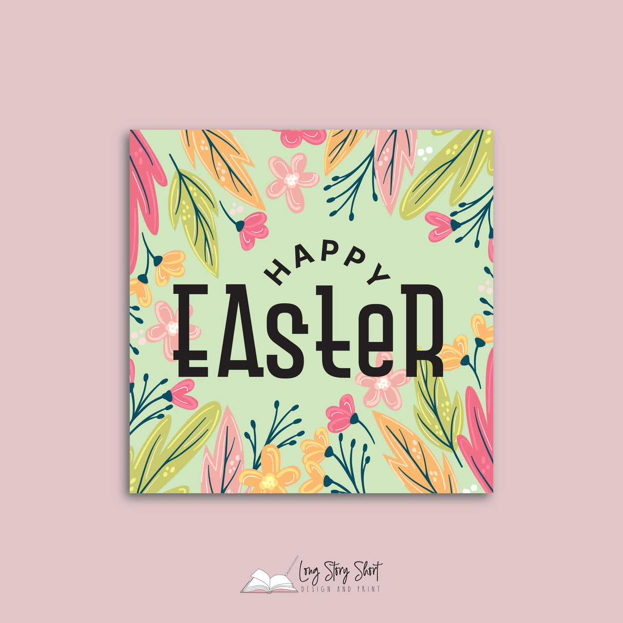 Happy Easter Flower Vinyl Label Pack Square Matte/Gloss/Foil
