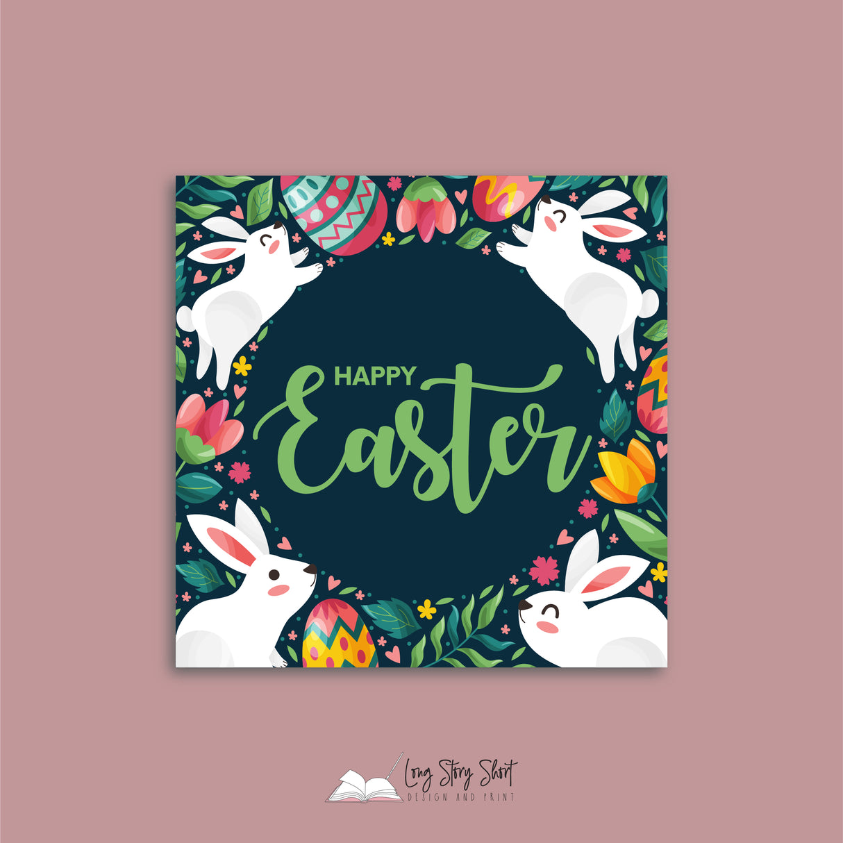 Happy Easter Bunny Hop Vinyl Label Pack (Square) Matte/Gloss/Foil