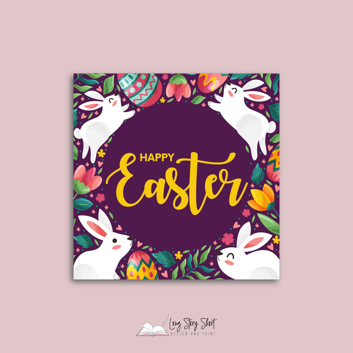Happy Easter Bunny Hop Vinyl Label Pack (Square) Matte/Gloss/Foil