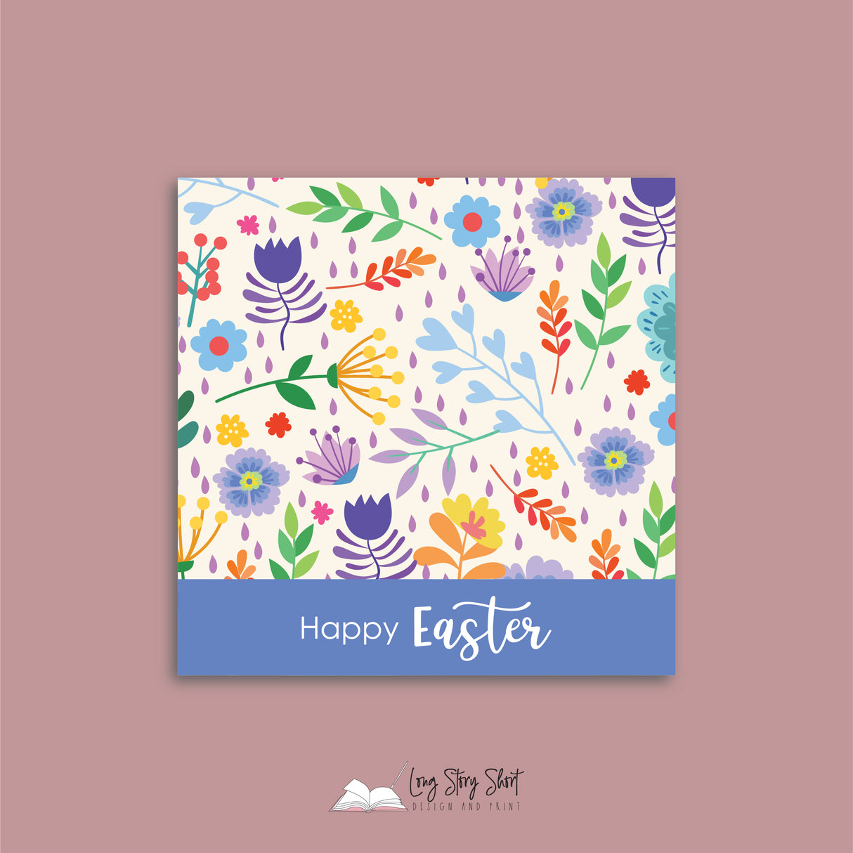 Happy Easter Flower Pattern Vinyl Label Pack Square Matte/Gloss/Foil
