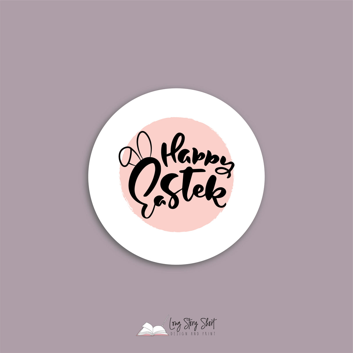 Happy Easter Bunny Ears Vinyl Label Pack (Round) Matte/Gloss/Foil