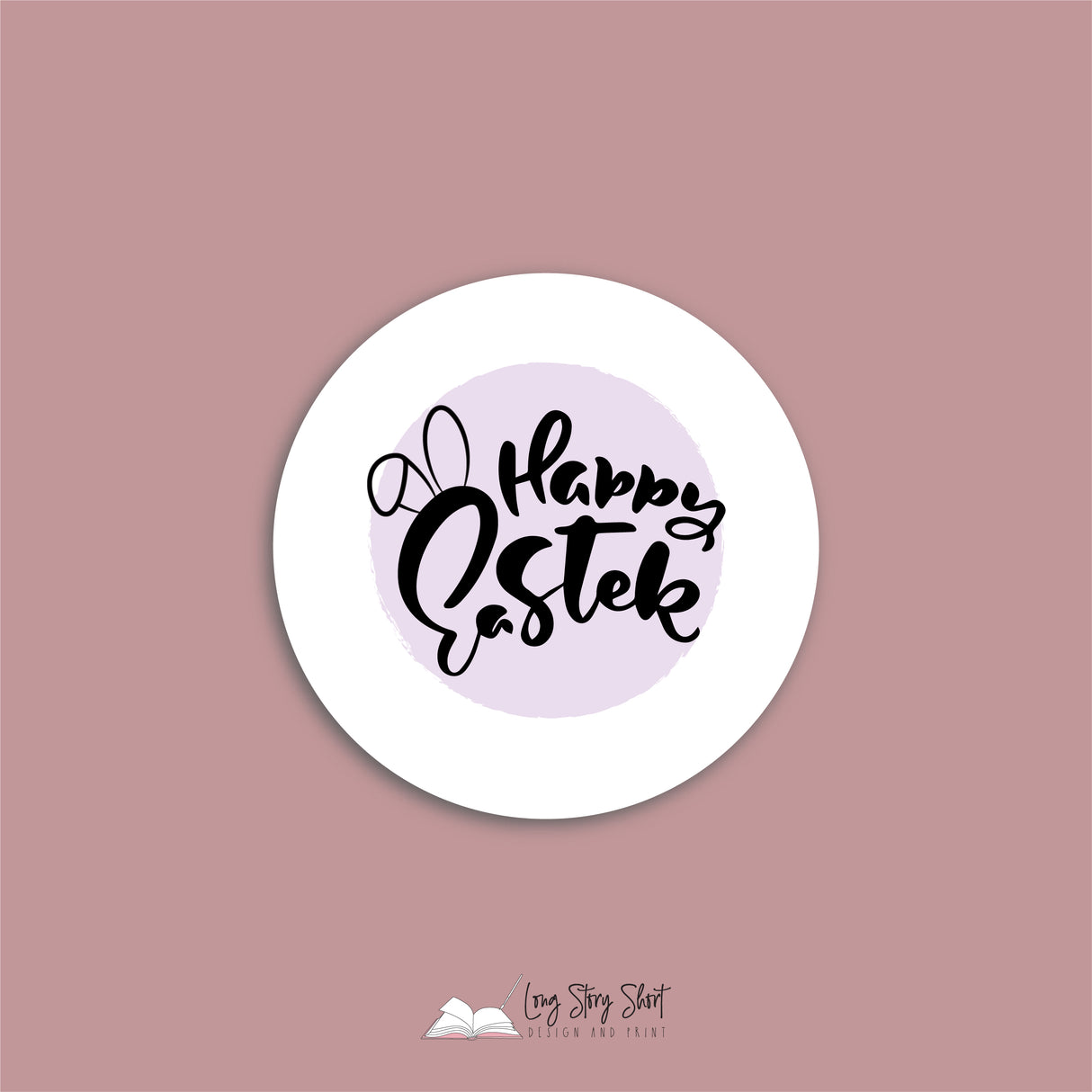 Happy Easter Bunny Ears Vinyl Label Pack (Round) Matte/Gloss/Foil