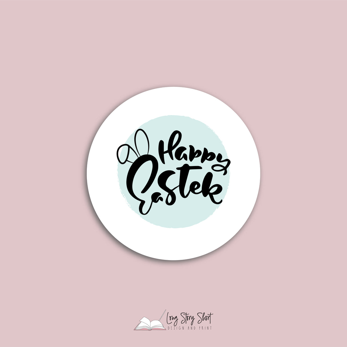 Happy Easter Bunny Ears Vinyl Label Pack (Round) Matte/Gloss/Foil