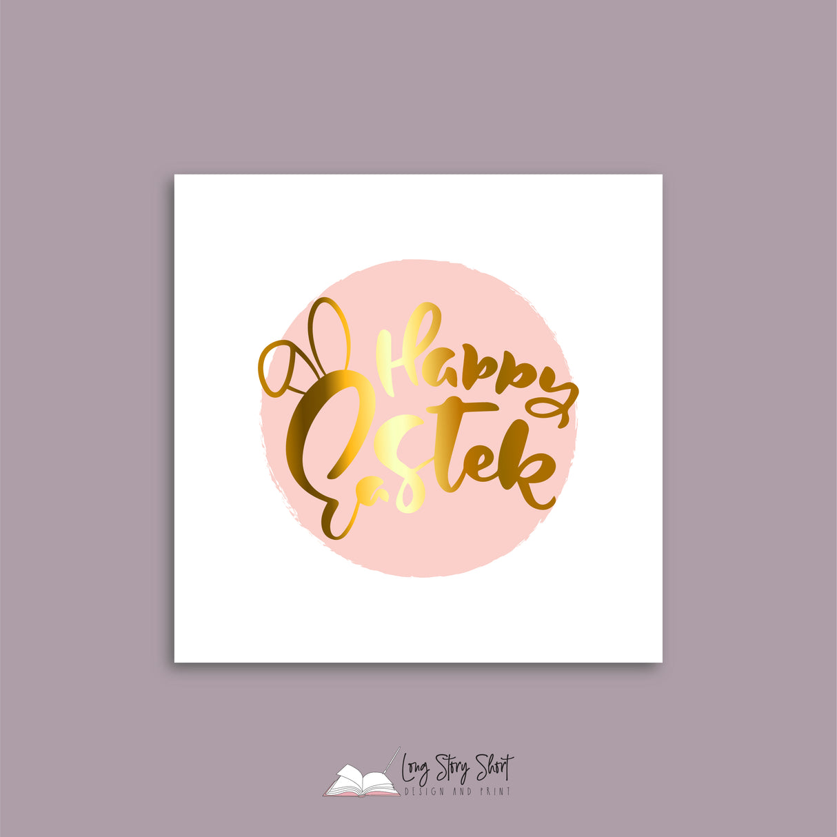 Happy Easter Bunny Ears Vinyl Label Pack (Square) Matte/Gloss/Foil