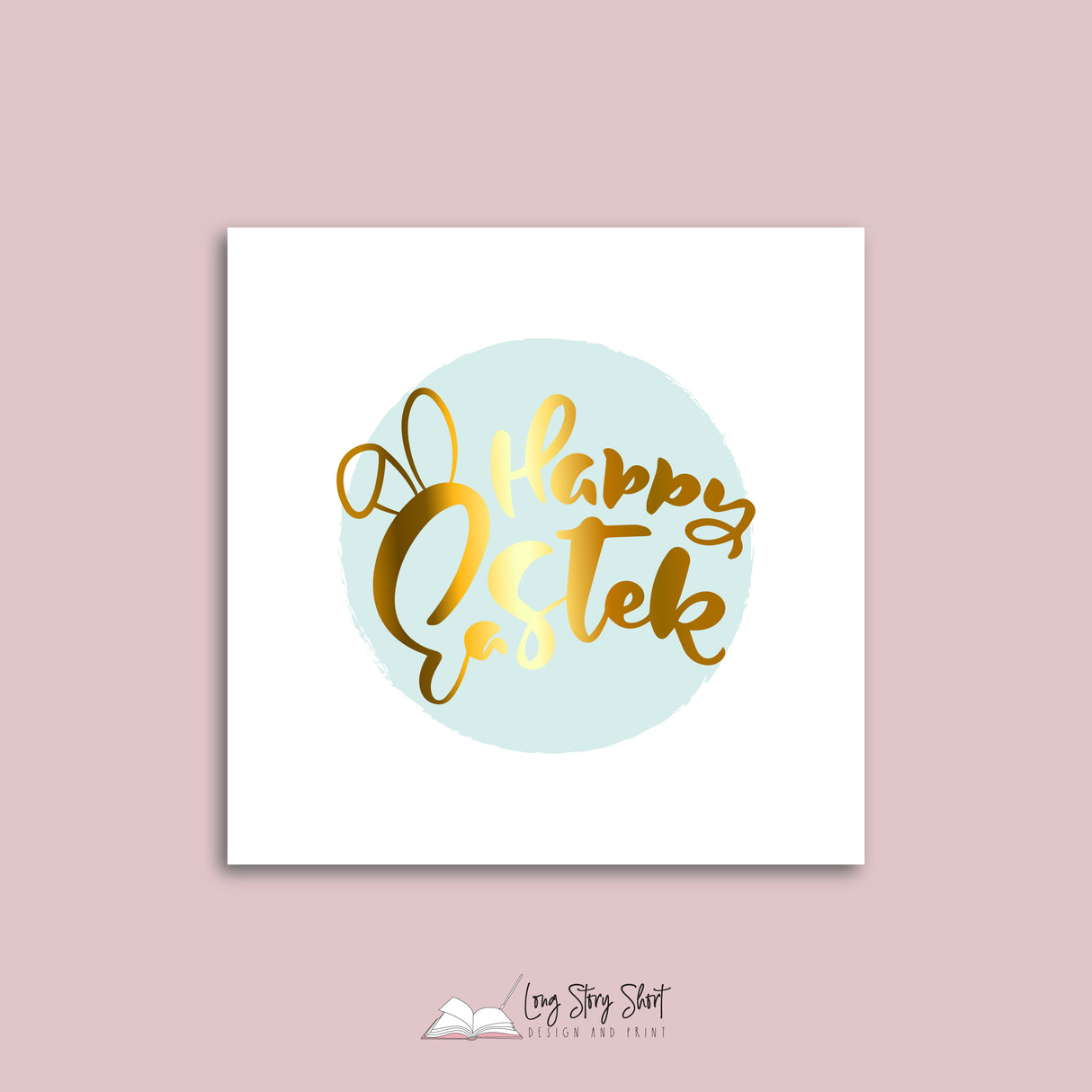 Happy Easter Bunny Ears Vinyl Label Pack (Square) Matte/Gloss/Foil