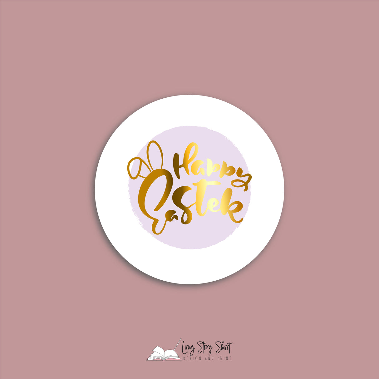 Happy Easter Bunny Ears Vinyl Label Pack (Round) Matte/Gloss/Foil