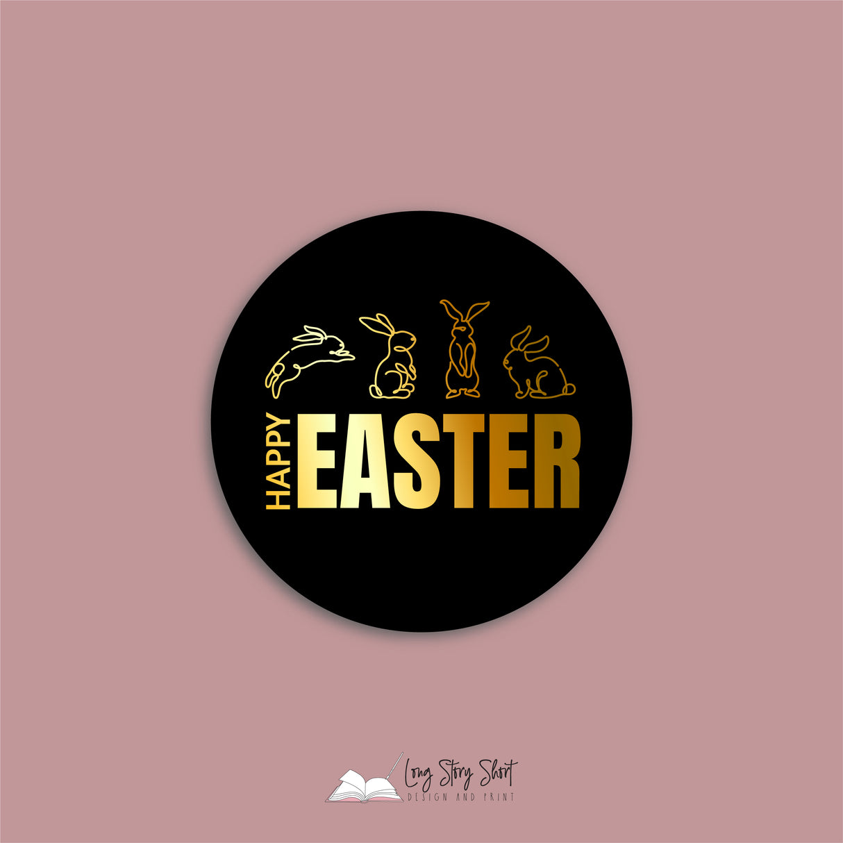 Happy Easter Black Vinyl Label Pack (Round) Matte/Gloss/Foil