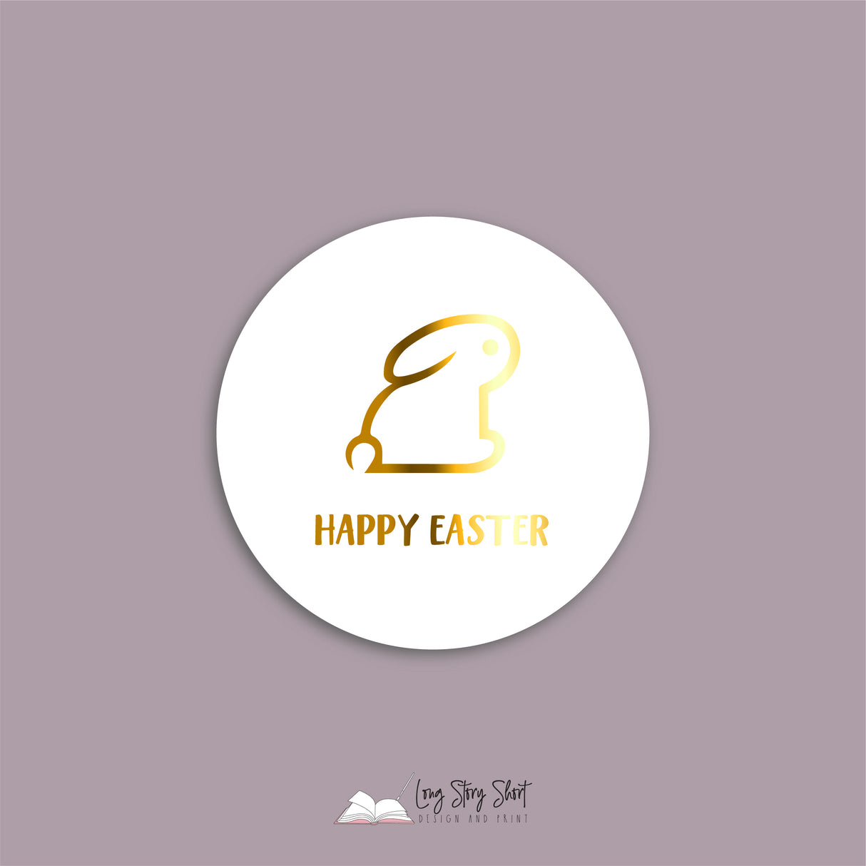 Happy Easter 3 Bunnies Vinyl Label Pack (Round) Matte/Gloss/Foil