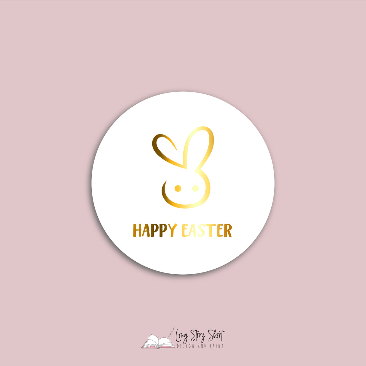 Happy Easter 3 Bunnies Vinyl Label Pack (Round) Matte/Gloss/Foil