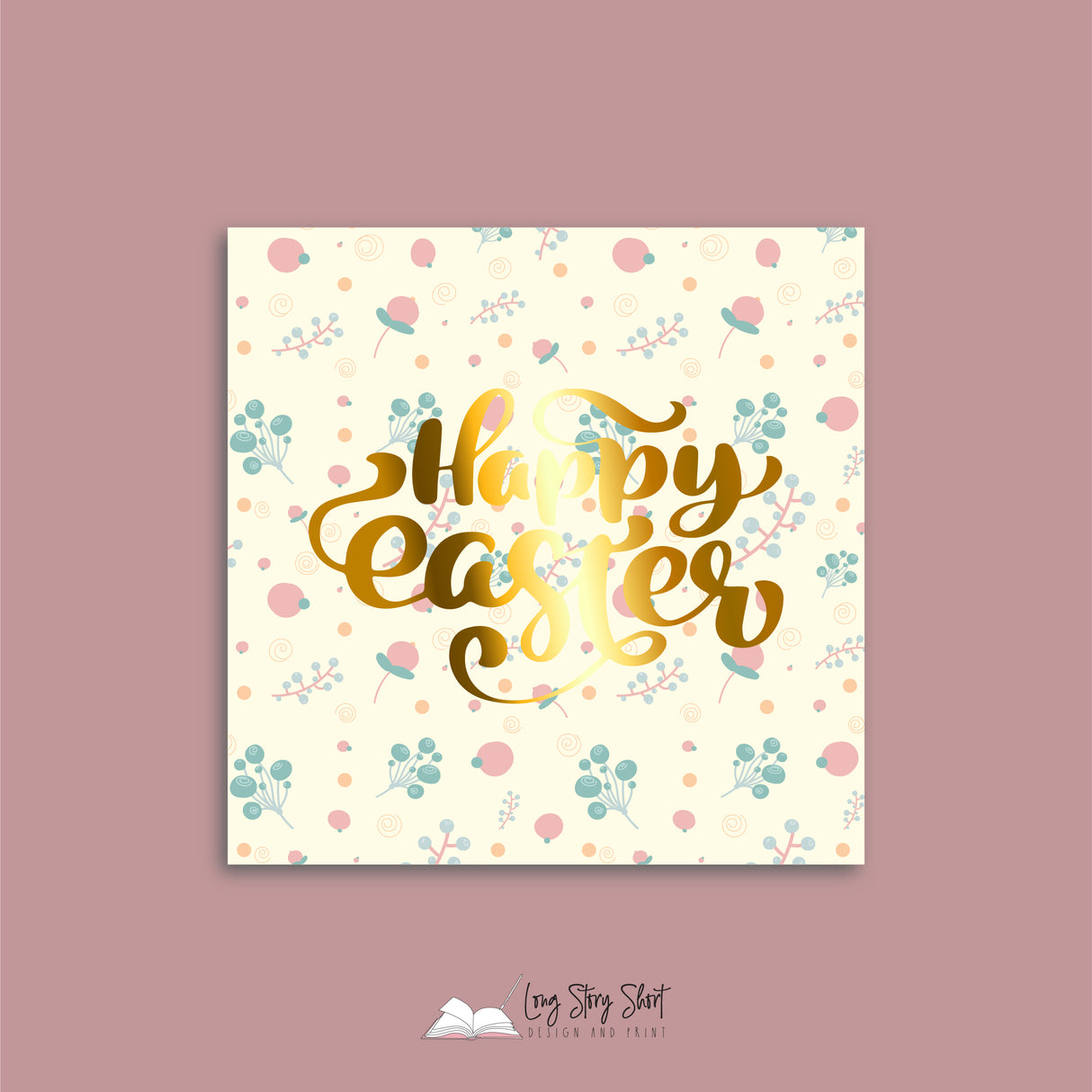 Happy Easter Sweet Flowers Vinyl Label Pack (Square) Matte/Gloss/Foil