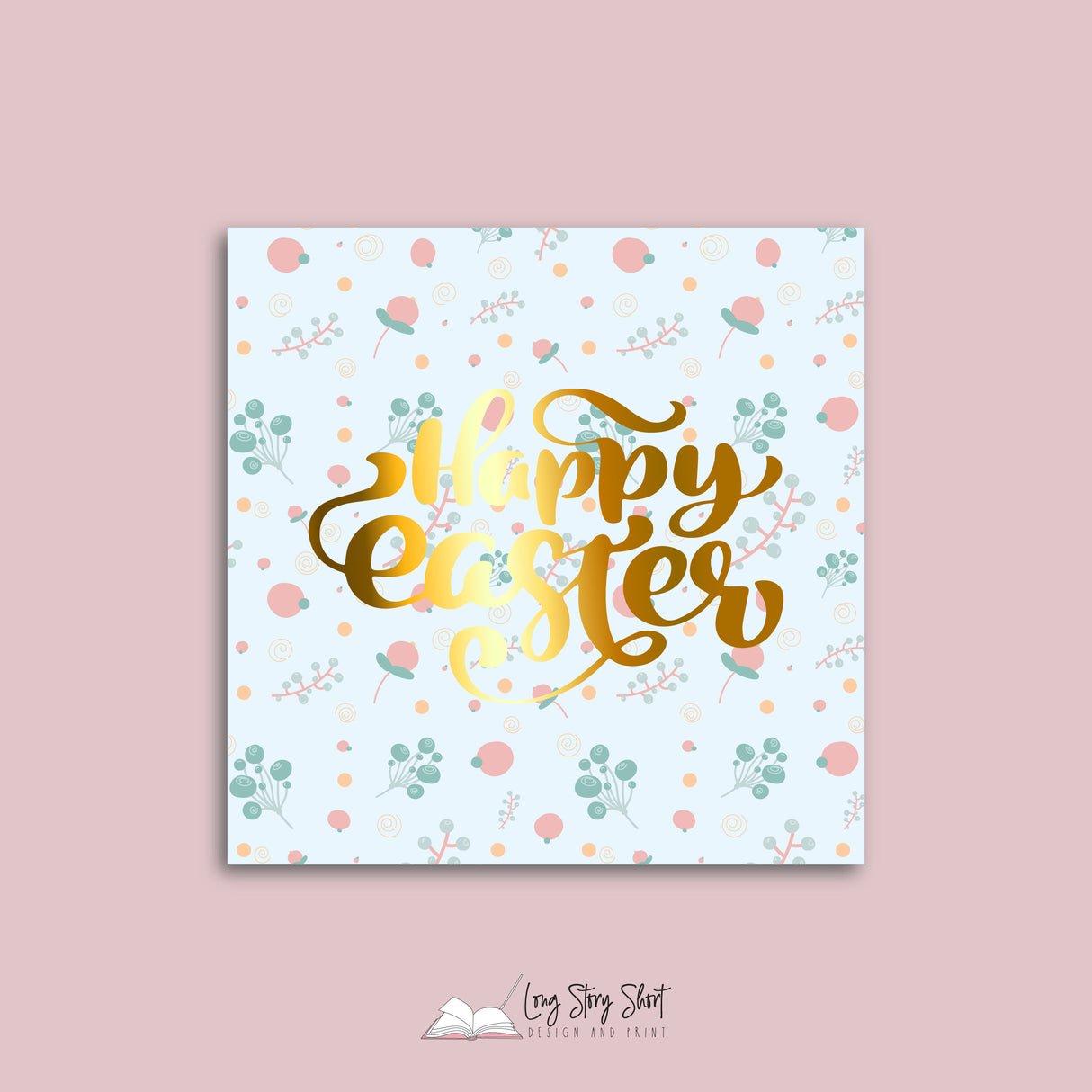 Happy Easter Sweet Flowers Vinyl Label Pack (Square) Matte/Gloss/Foil