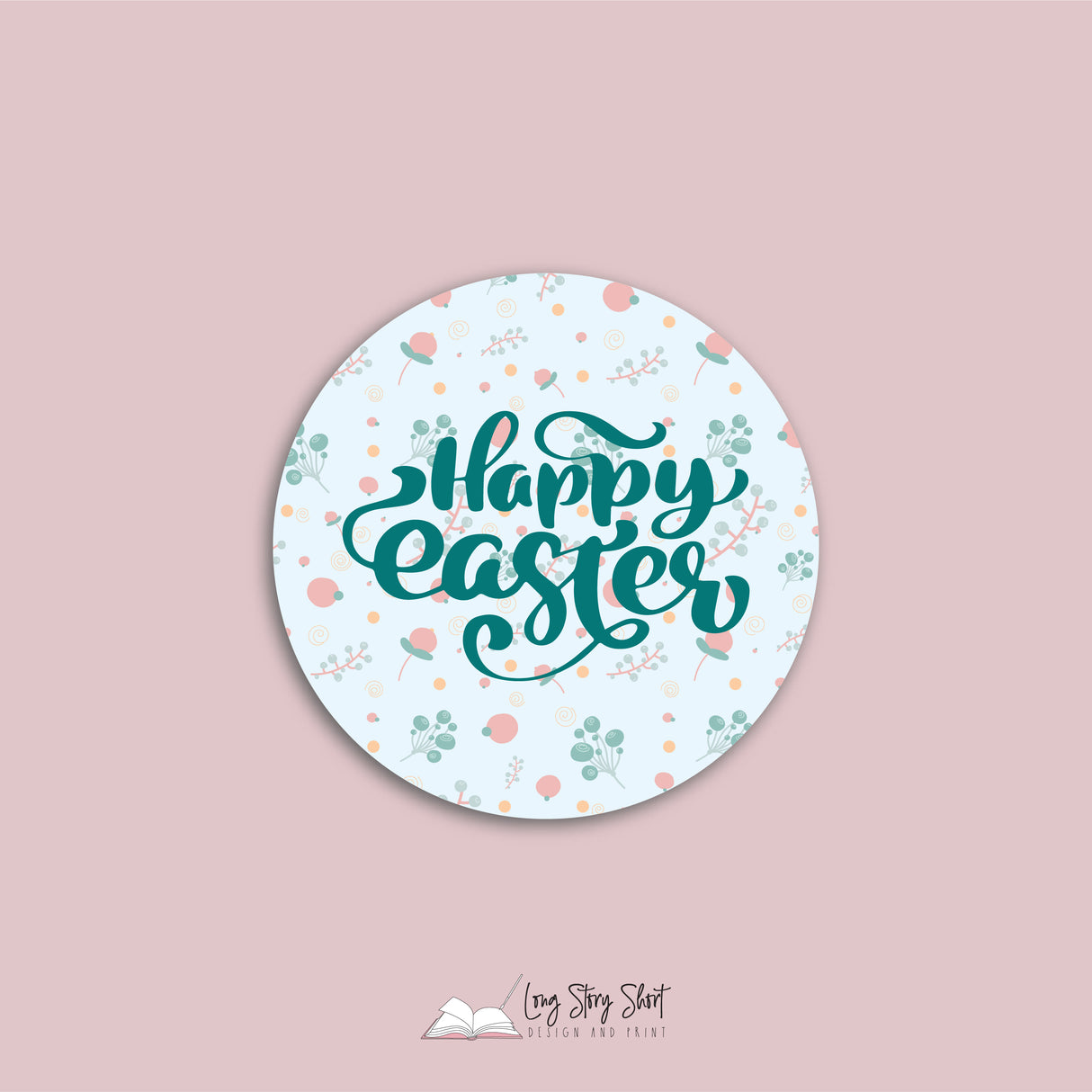 Happy Easter Sweet Flowers Vinyl Label Pack (Round) Matte/Gloss/Foil