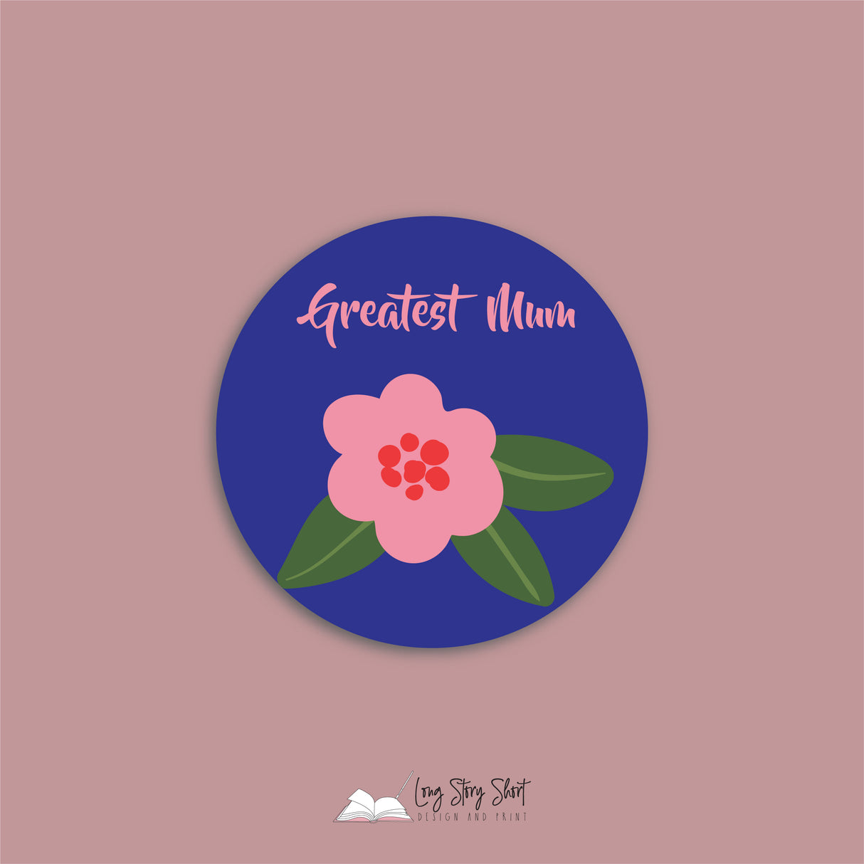 You are the best mum Pink Flower Round Vinyl Label Pack