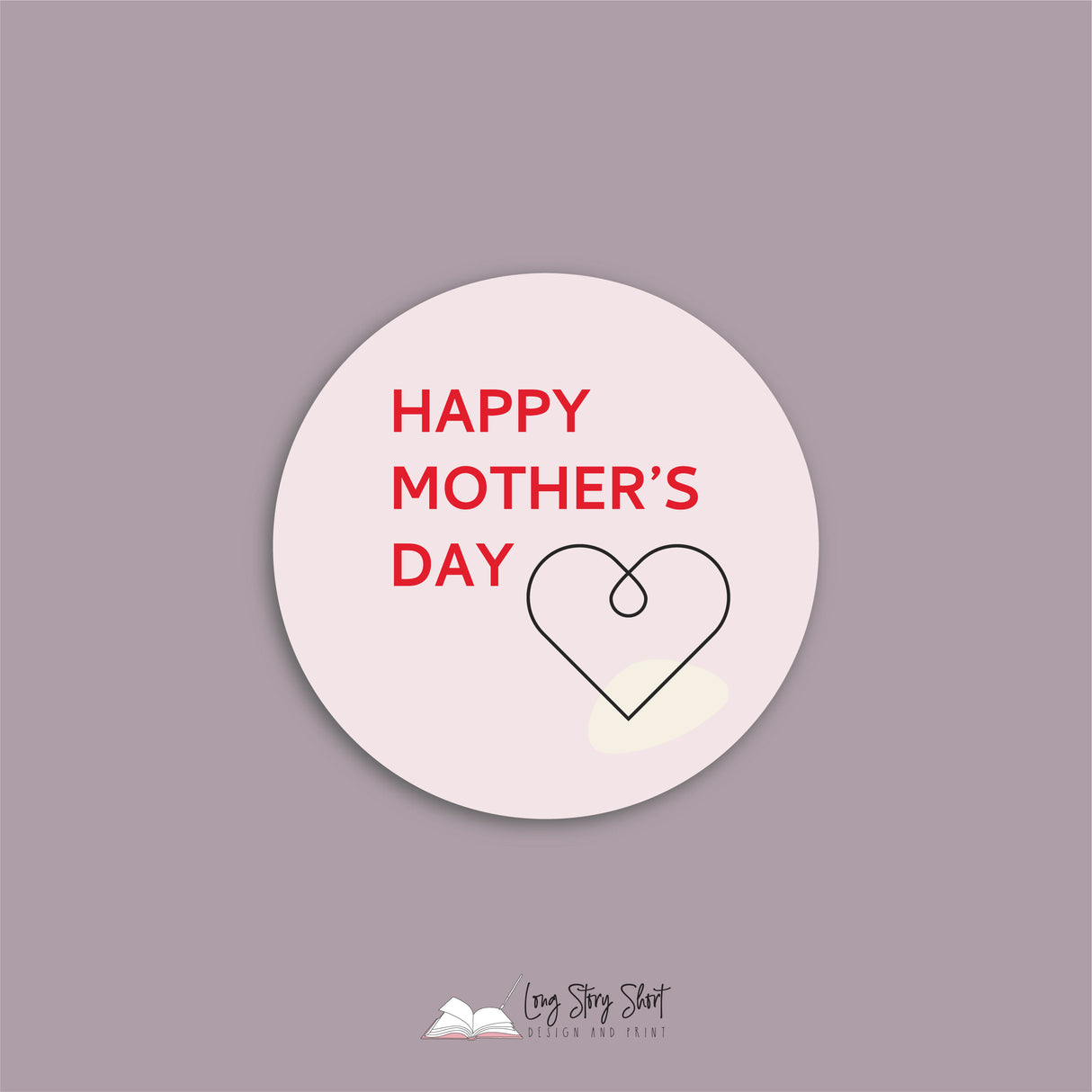 Happy Mother's Day lineart rose Round Vinyl Label Pack