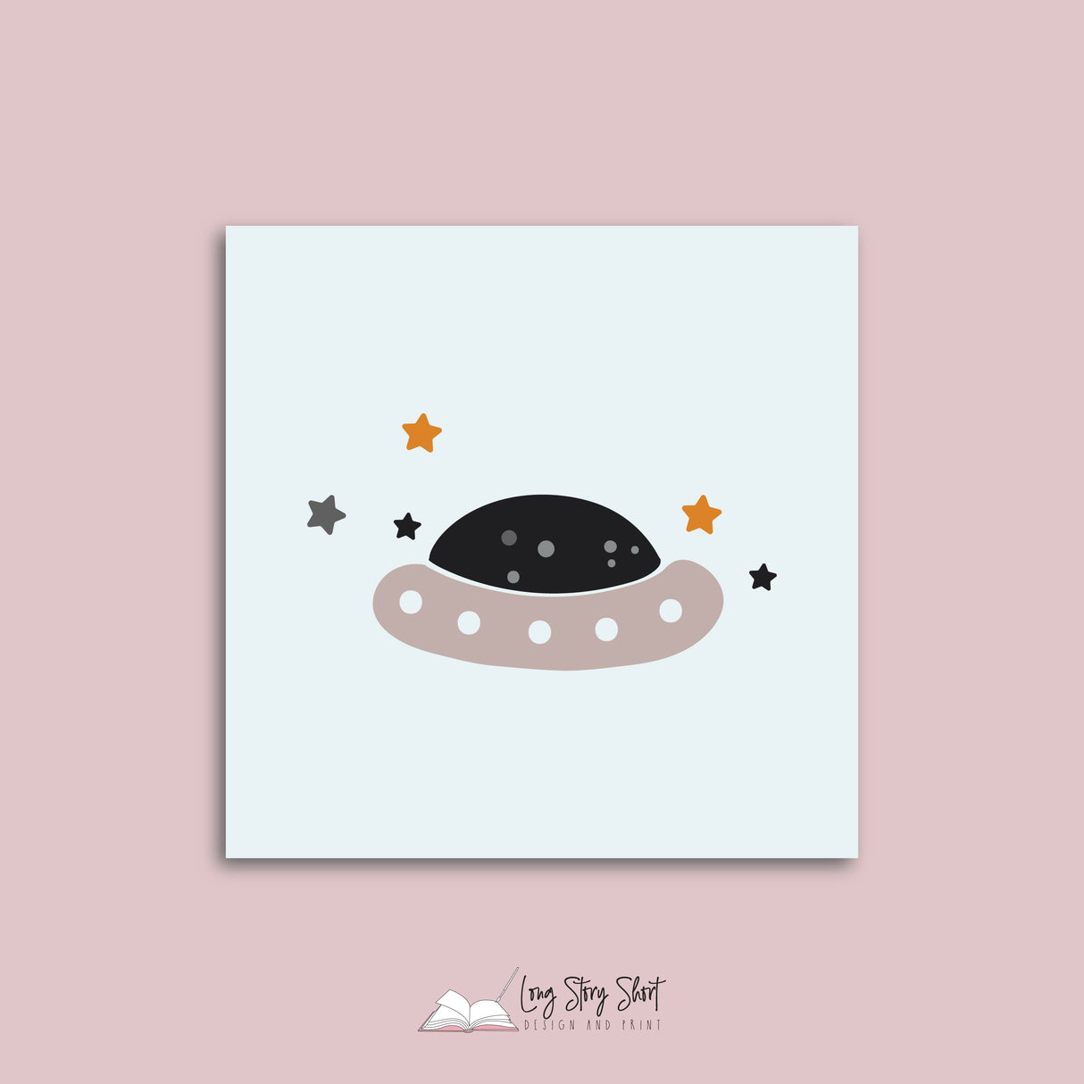 Baby Shower Spaceship Square Vinyl Label Pack