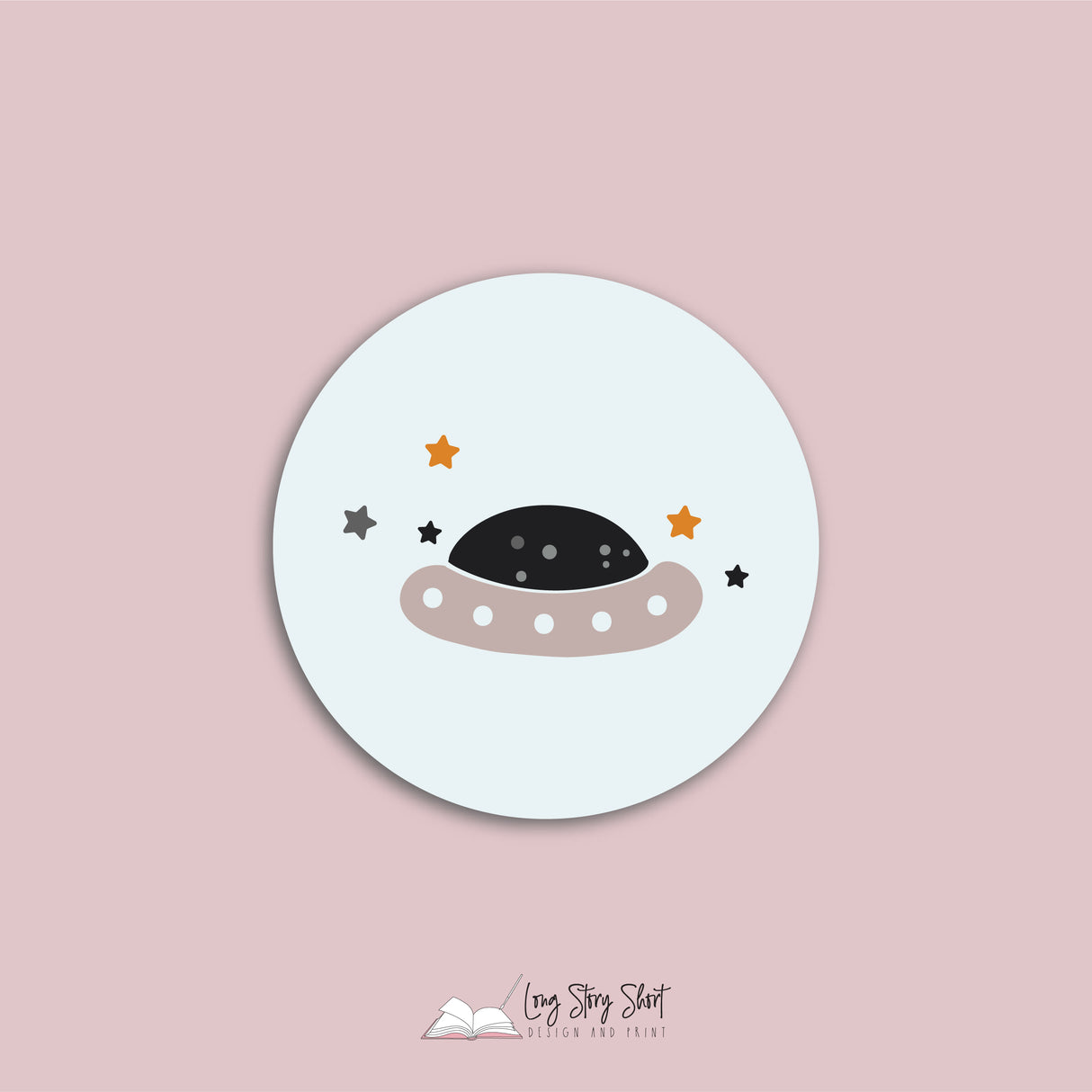 Baby Shower Spaceship Round Vinyl Label Pack