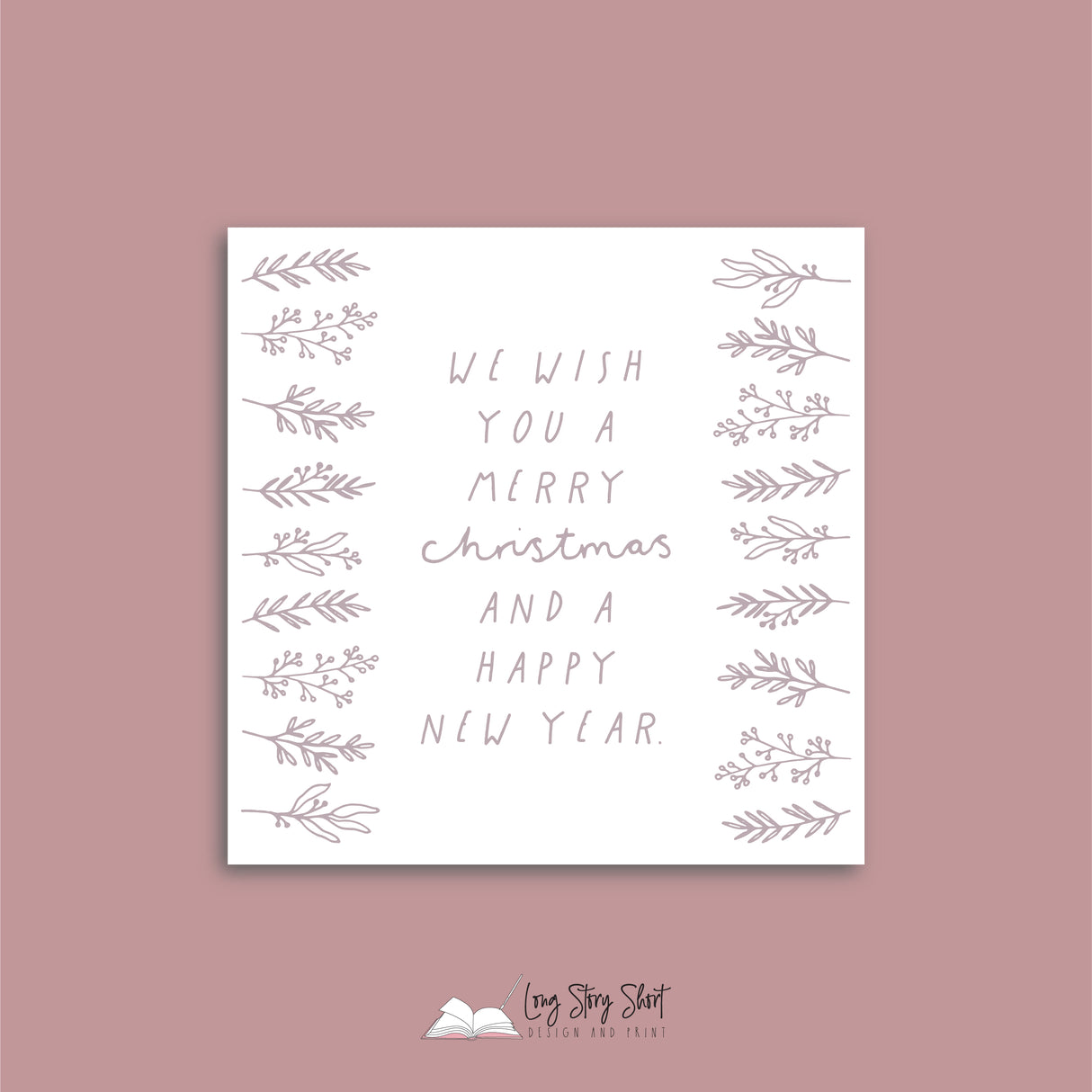Mauve Have a Leafy Christmas Vinyl Label Pack Square Matte/Gloss