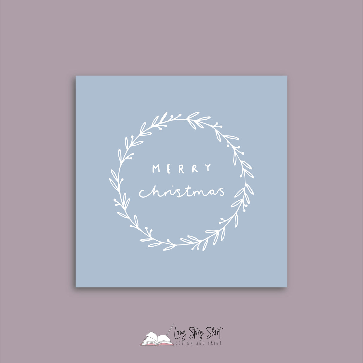 Muted Blue Illustrated Christmas Vinyl Label Pack Square Matte/Gloss